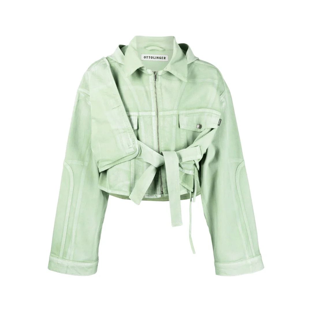 image of Ottolinger O1Mle0524 Denim Jacket In Green, Women's (Size Small)