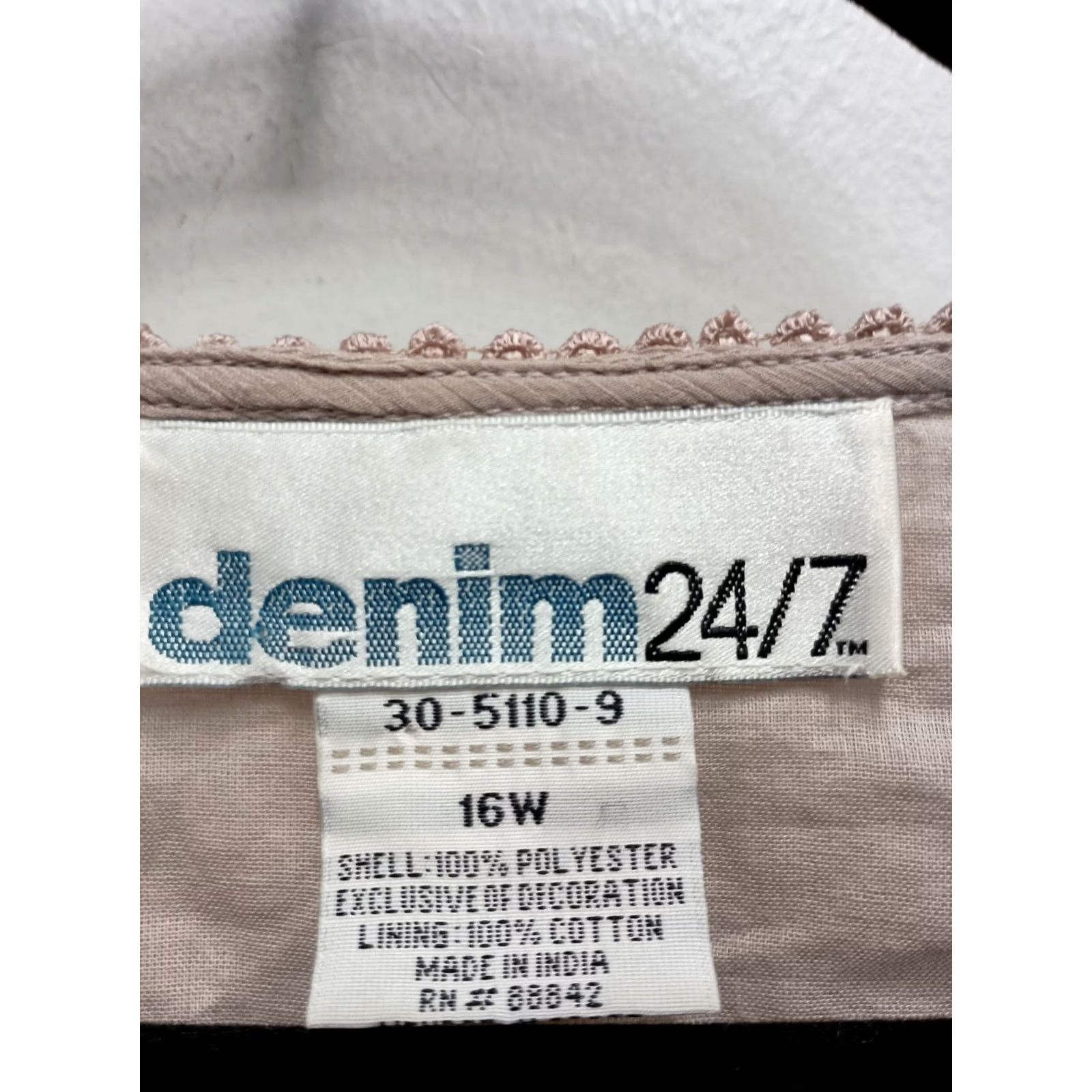 Denime Denim 24/7 Blouse Top Womens Size 16W Beige Embroidered Sheer BOHO Cottage Fairy Size XXL / US 16-18 / IT 52-54 - 4 Thumbnail