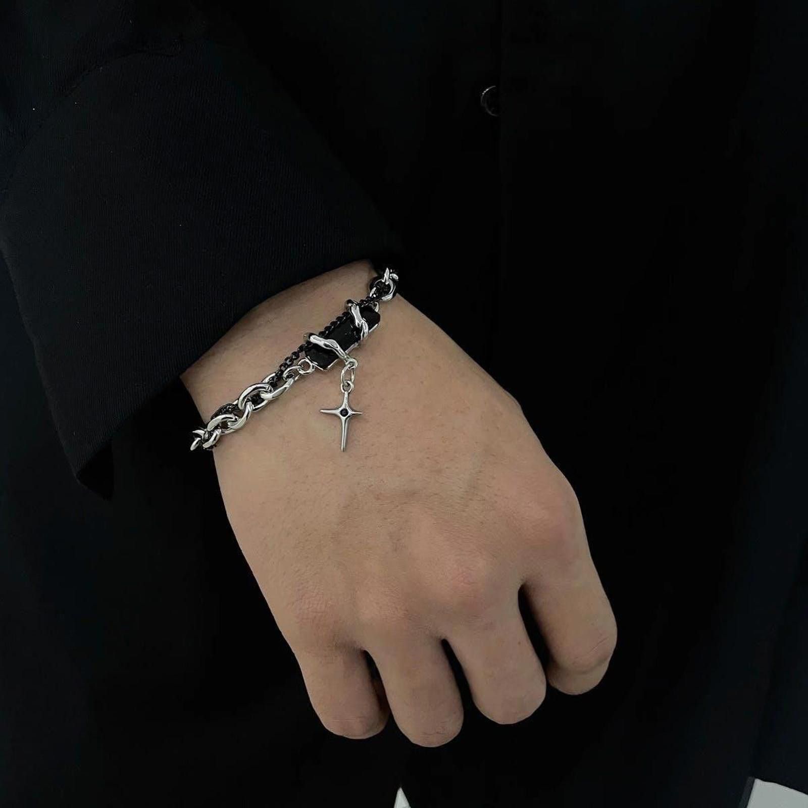 Jewelry Star Layered Bracelet in Silver, Men's