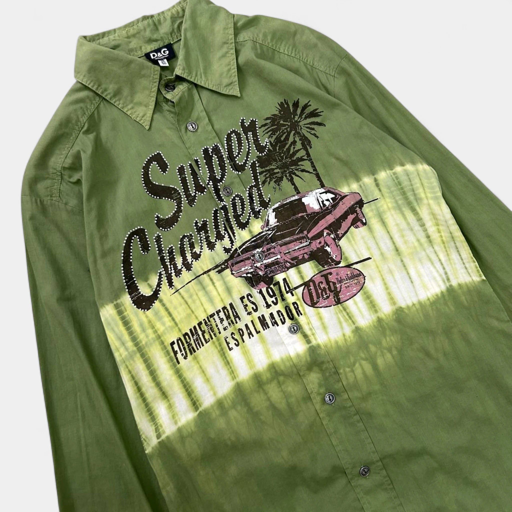 Dolce & Gabbana Dolce & Gabbana Green Tie-Dye Tropical Shirt Size US L / EU 52-54 / 3 - 2 Thumbnail