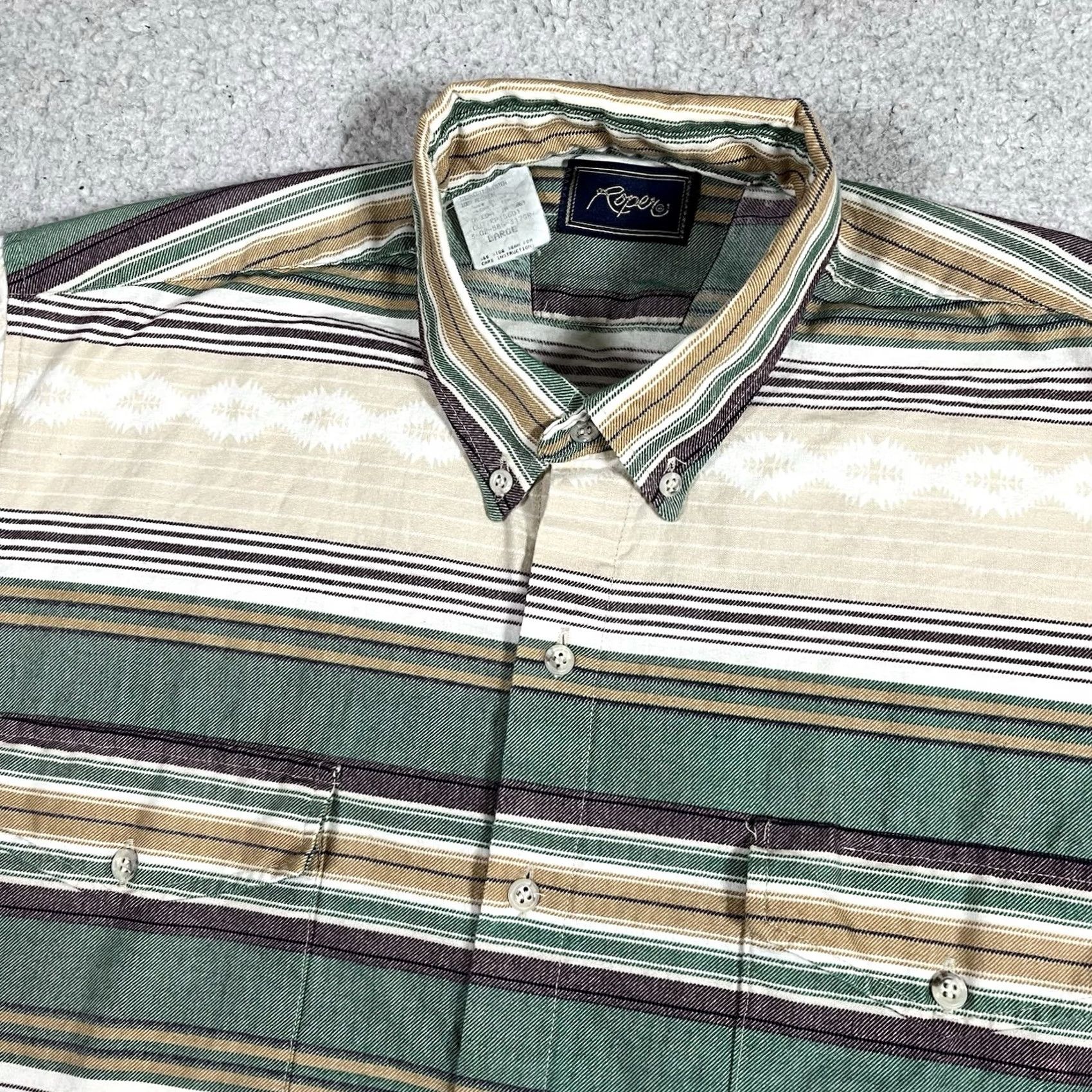 Roper Vintage Roper Shirt Mens L Western Aztec Stripe Cowboy Short Sleeve Button Down Size US L / EU 52-54 / 3 - 3 Thumbnail