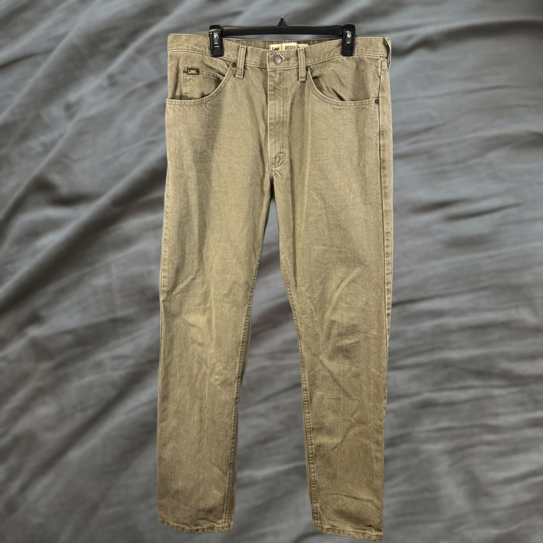 Lee Lee Jeans Mens 36x30 Khaki Regular Fit Straight Leg Denim Pants Casual Size US 36 / EU 52 - 1 Thumbnail