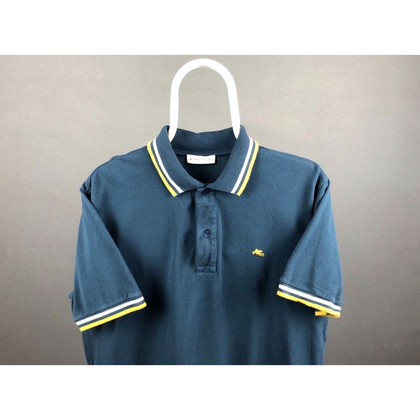 Etro ETRO Polo Shirt Men S Dark Blue Cotton Jersey Solid Embroidered Logo Short Sleeve Collared Button Classic Regular Size Size US S / EU 44-46 / 1 - 4 Thumbnail