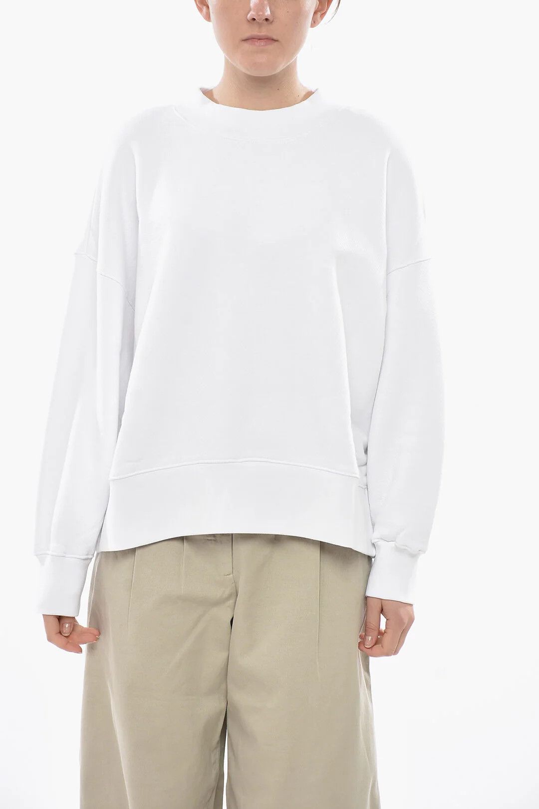 Palm Angels og1mm0326 Brushed Cotton Crewneck Sweatshirt in White Size M / US 6-8 / IT 42-44 - 1 Thumbnail