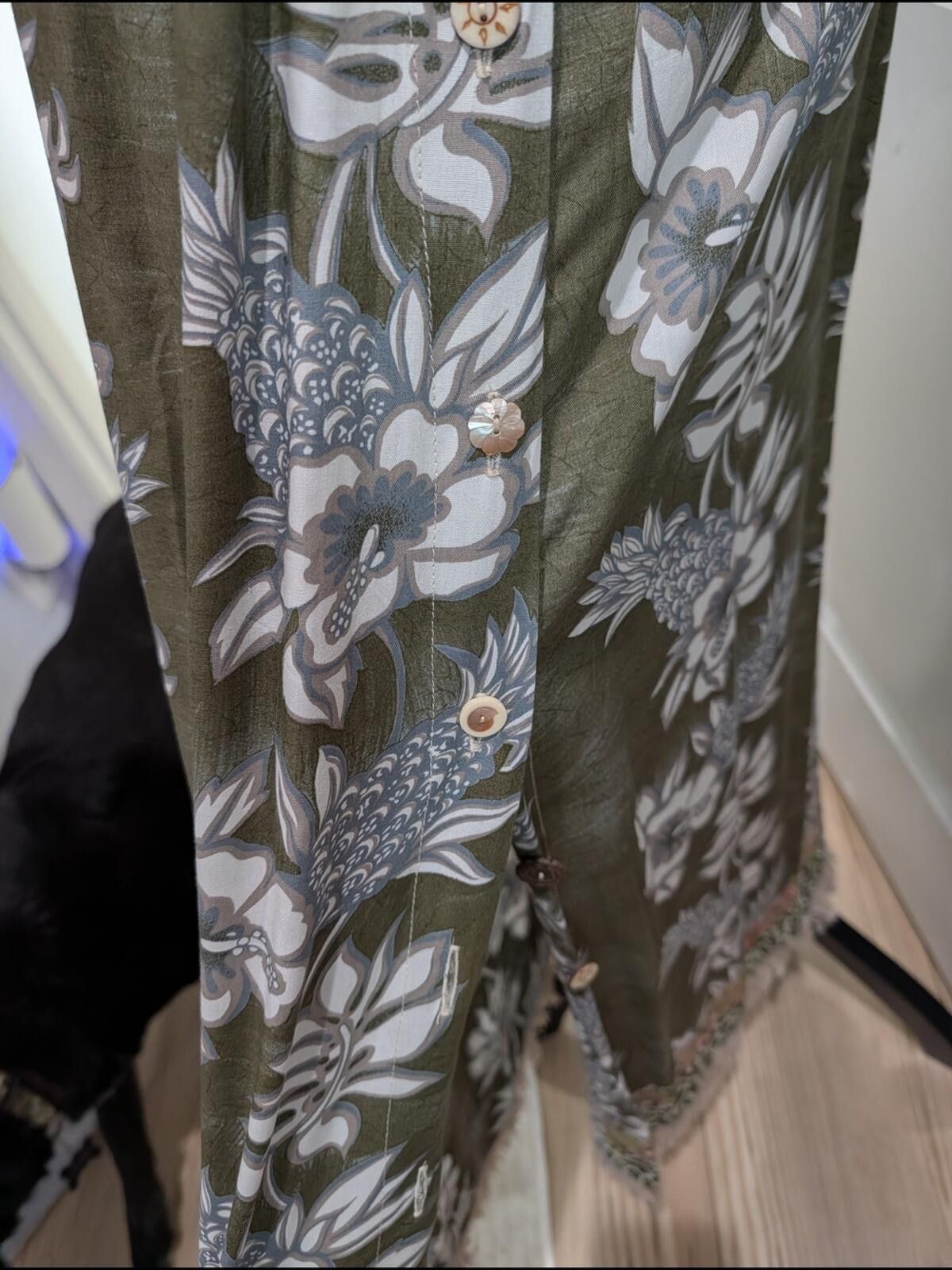 Other Sleeveless Olive Floral Smocked Maxi Dress Size M / US 6-8 / IT 42-44 - 4 Thumbnail