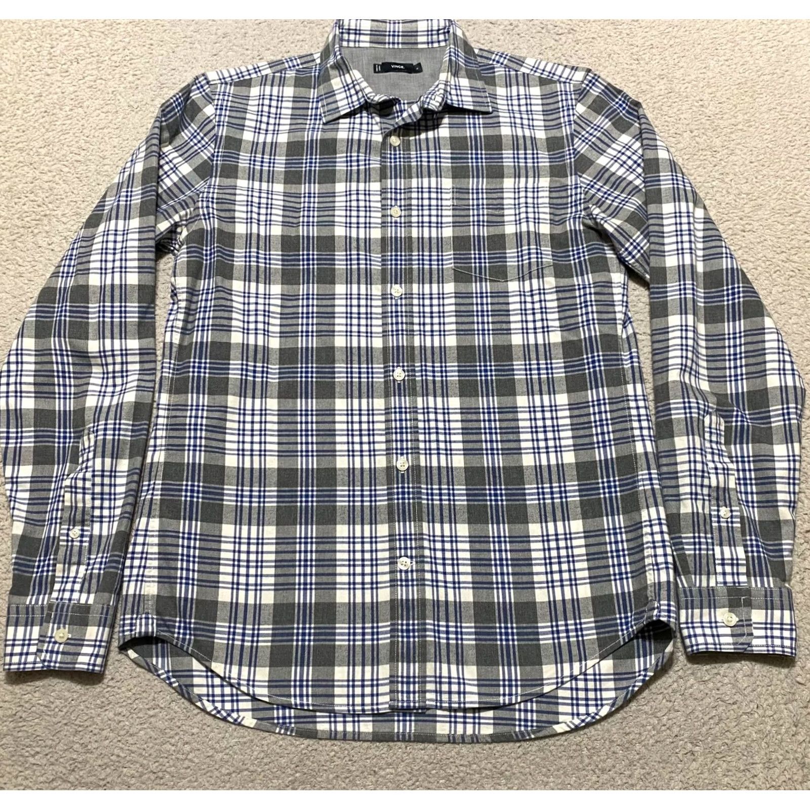 Vince Vince Mens Small Shirt Multicolor Plaid Long Sleeve Button-Front 100% Cotton Size US S / EU 44-46 / 1 - 2 Thumbnail