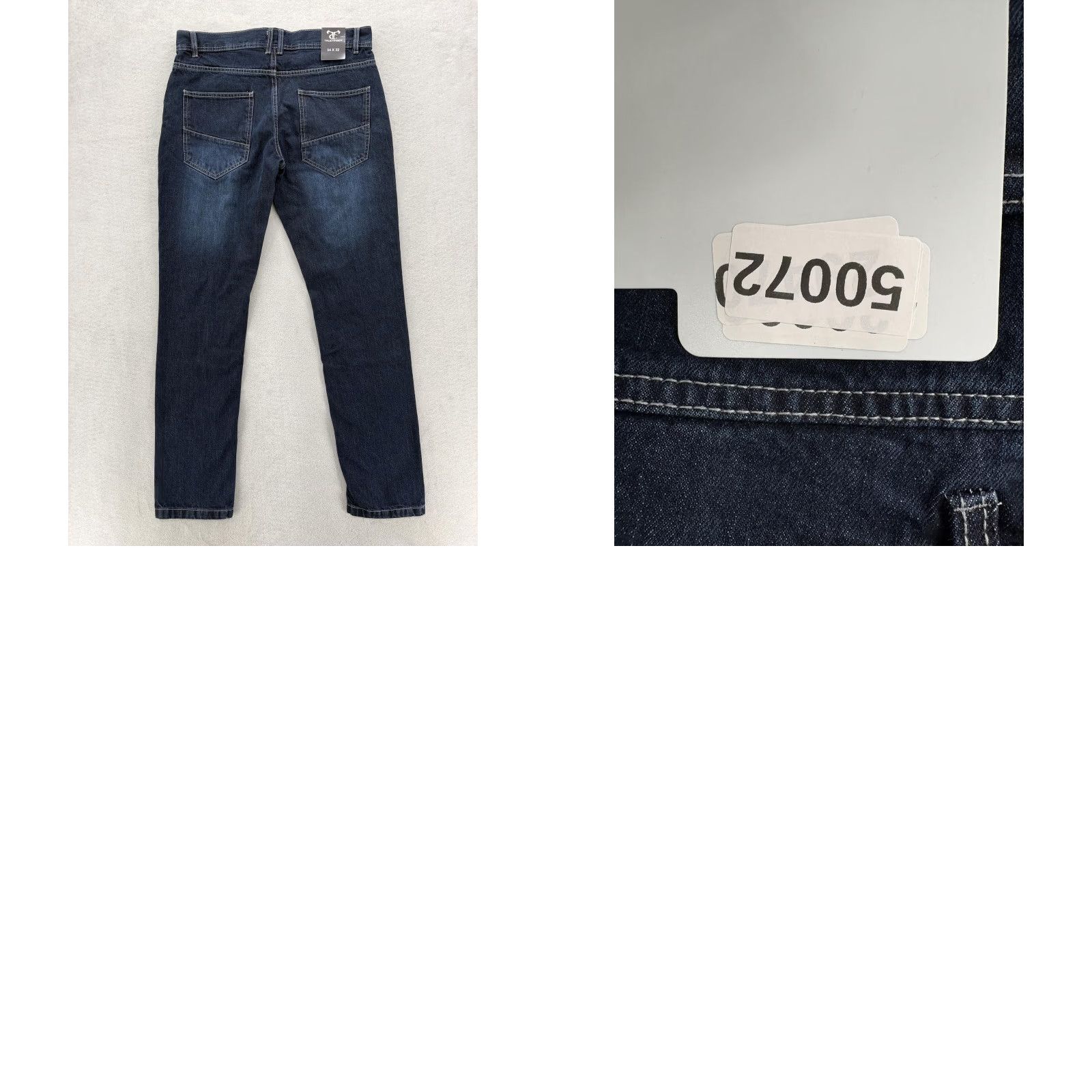 Denime TrueTimber Jeans Mens 34x32 Blue Dark Wash Regular Straight Cotton Denim NWT Size US 34 / EU 50 - 9 Thumbnail