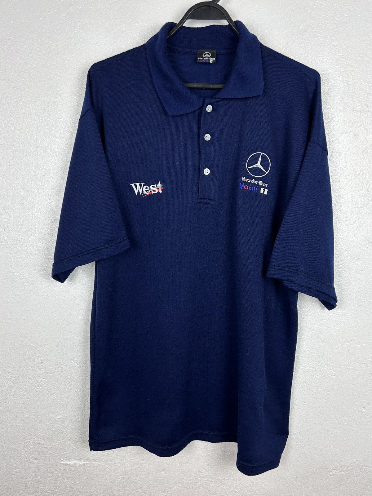Mercedes-Benz 90s Vintage Mercedes Benz West Mobil Formula Polo Shirt Size US L / EU 52-54 / 3 - 1 Thumbnail