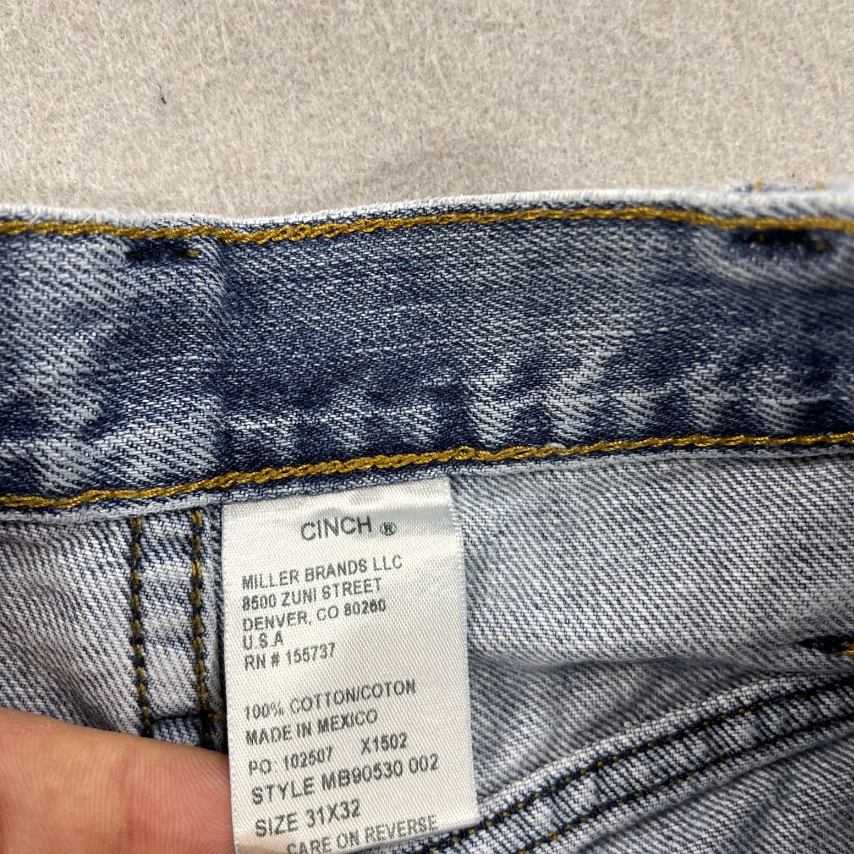 Denime Cinch Jeans Mens 31x32 Blue Faded Denim Western Rodeo Cowboy Green Label Rancher Jeans - Cinch Men's Regular Straight 31 X 32 Blue Denim 80s? Size US 31 - 7 Thumbnail