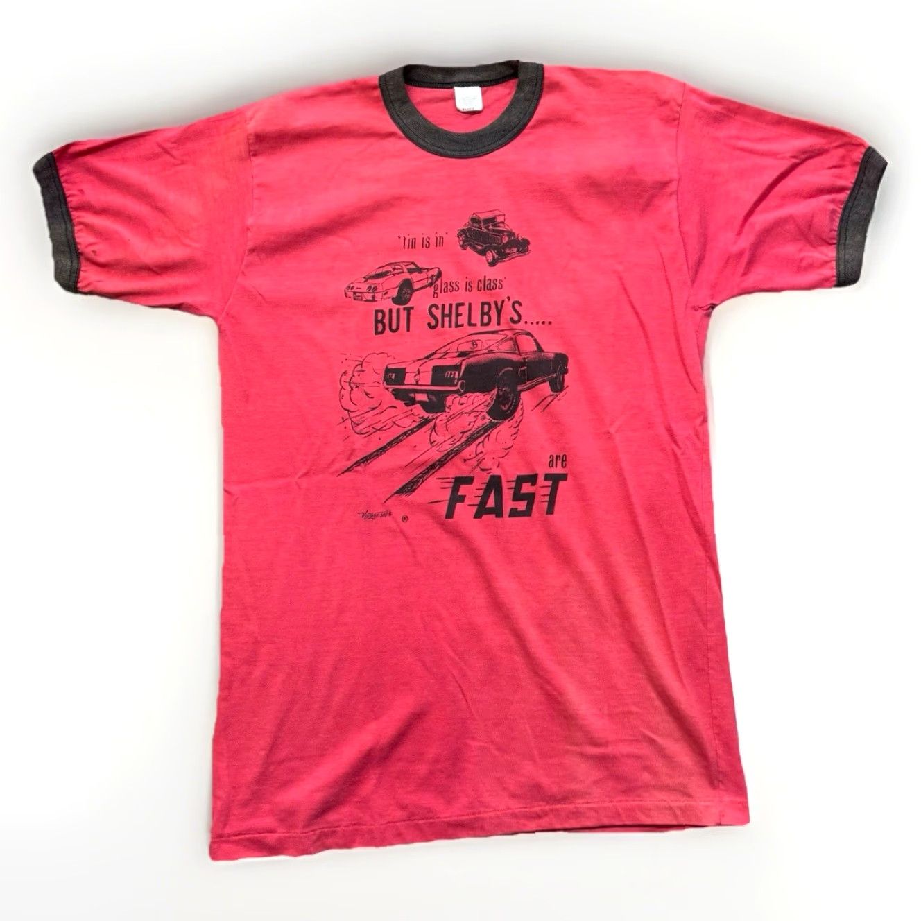Vintage VINTAGE Shelby Mustang T Shirt Mens XL Ringer 80s USA Made Single Stitch Cobra Size US XL / EU 56 / 4 - 2 Thumbnail