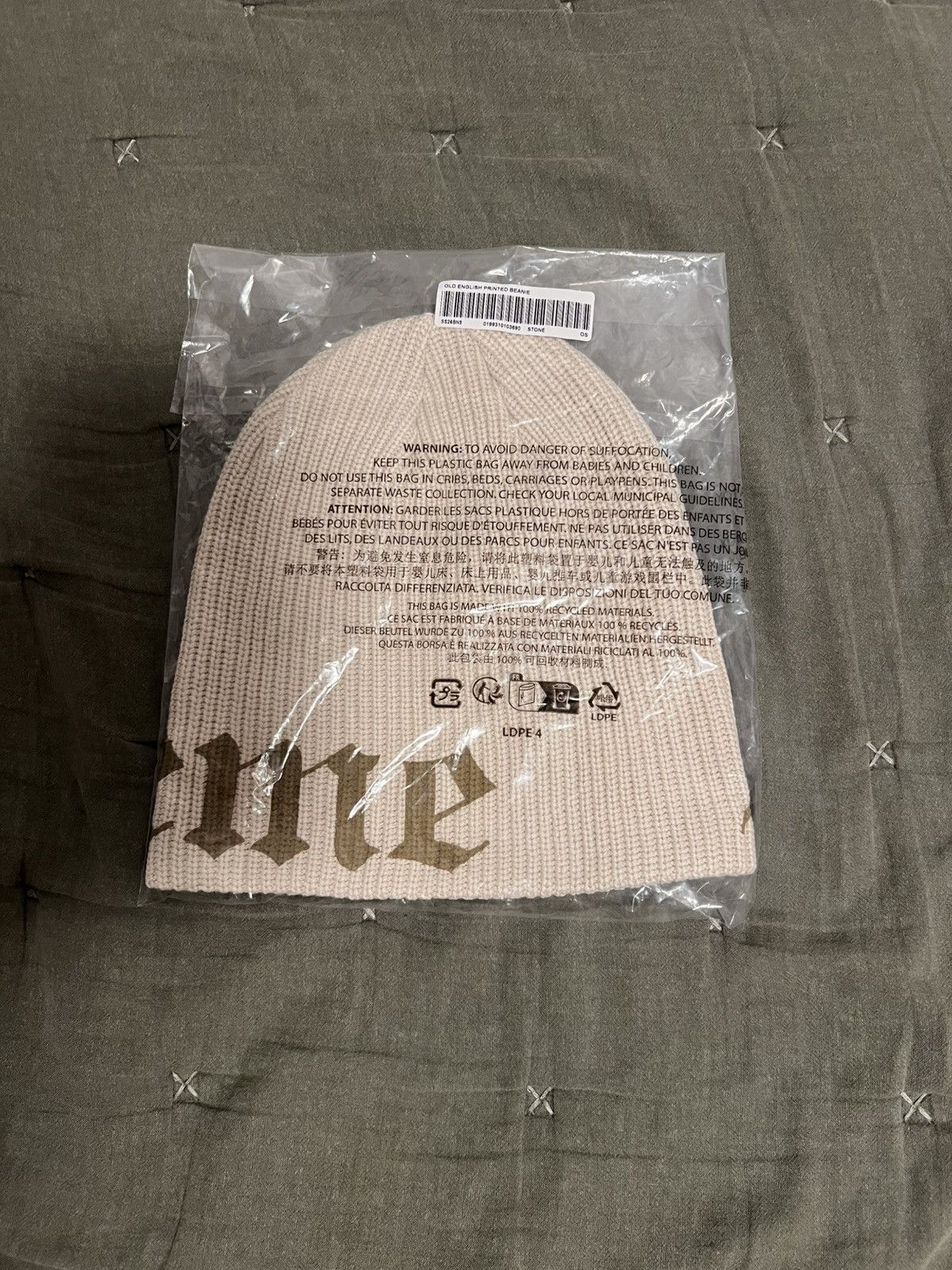 Supreme Supreme Old English Printed Beanie Stone Size ONE SIZE - 2 Thumbnail