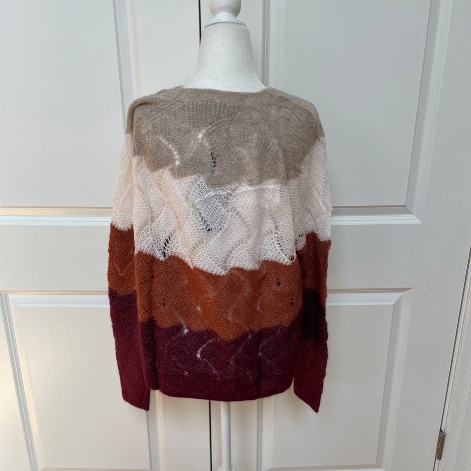 Autumn Cashmere Striped Wave Stitch Cashmere/Silk Sweater - AUTUMN CASHMERE Size L / US 10 / IT 46 - 7 Thumbnail