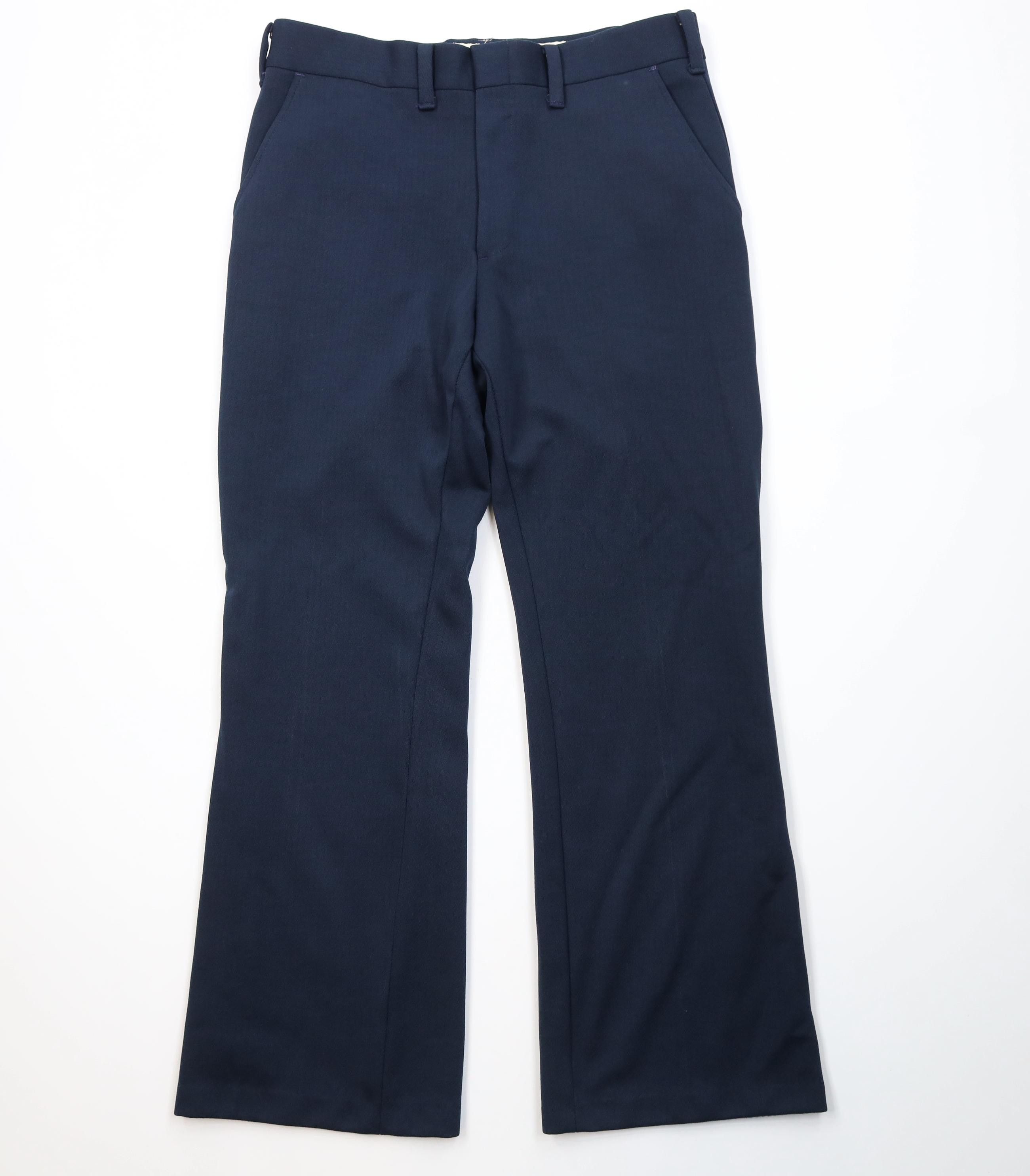 Vintage Vintage 70s Streetwear Flared Wide Leg Chino Pants Blue USA Size US 34 / EU 50 - 1 Thumbnail