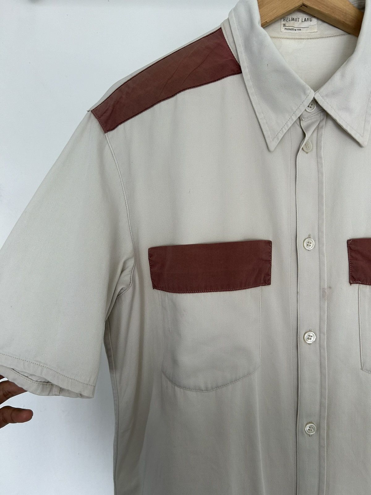 Helmut Lang Ss96 archive contrast colorblock cotton canvas workshirt Size US L / EU 52-54 / 3 - 6 Thumbnail