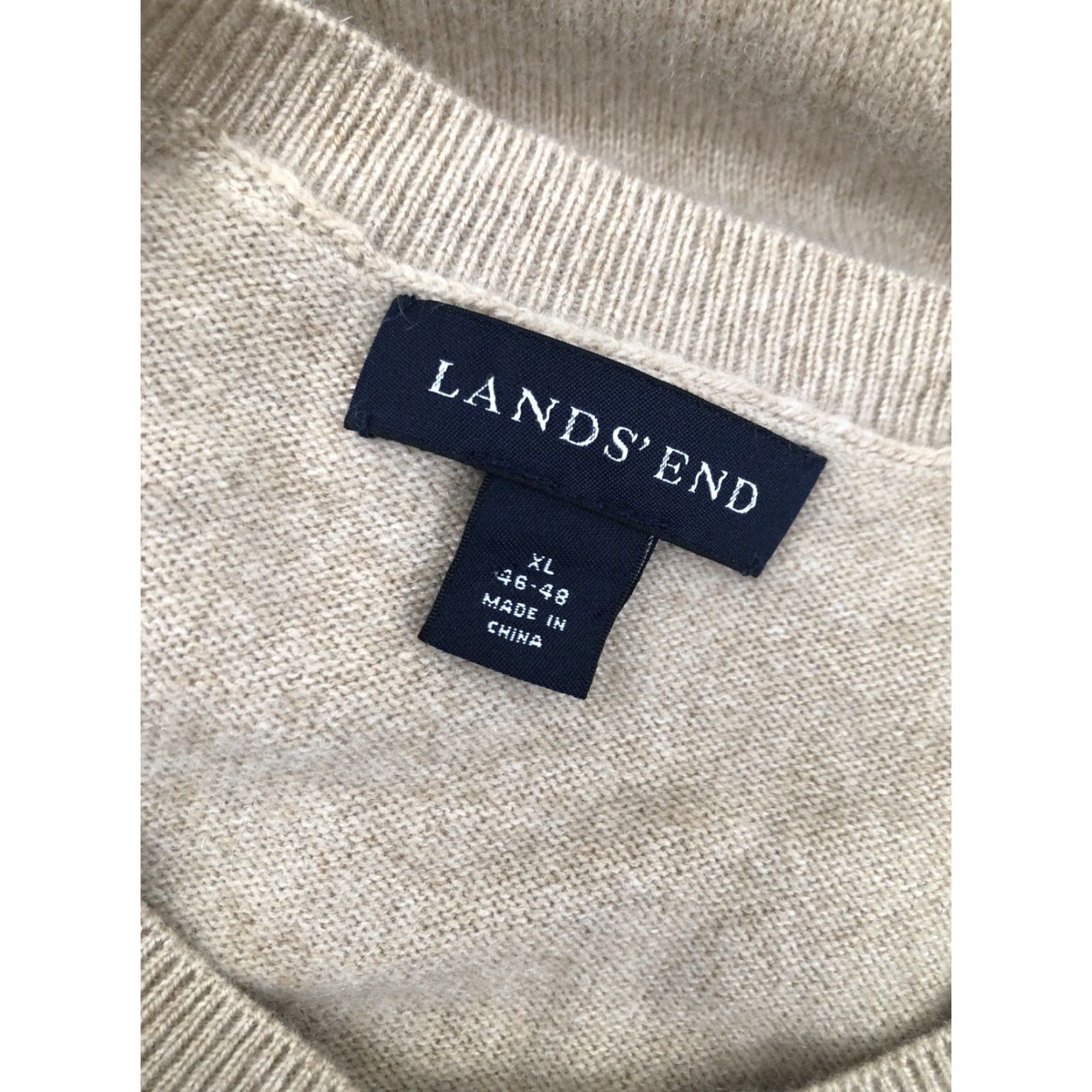 Lands' End Lands' End / Cashmere Wool Mens XL Sweater Shirt Pullover Light Brown Beige Mens XL Wool Cashmere Pullover Sweater 90s? Size US XL / EU 56 / 4 - 6 Thumbnail