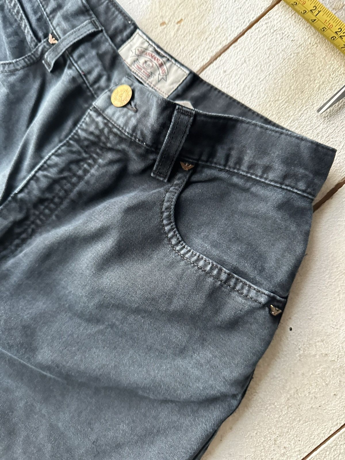 Armani 🚨Y2K WOMEN ARMANI JEANS WITH LOGO AVANT GARDE DENIM PANTS Size 29" - 10 Thumbnail