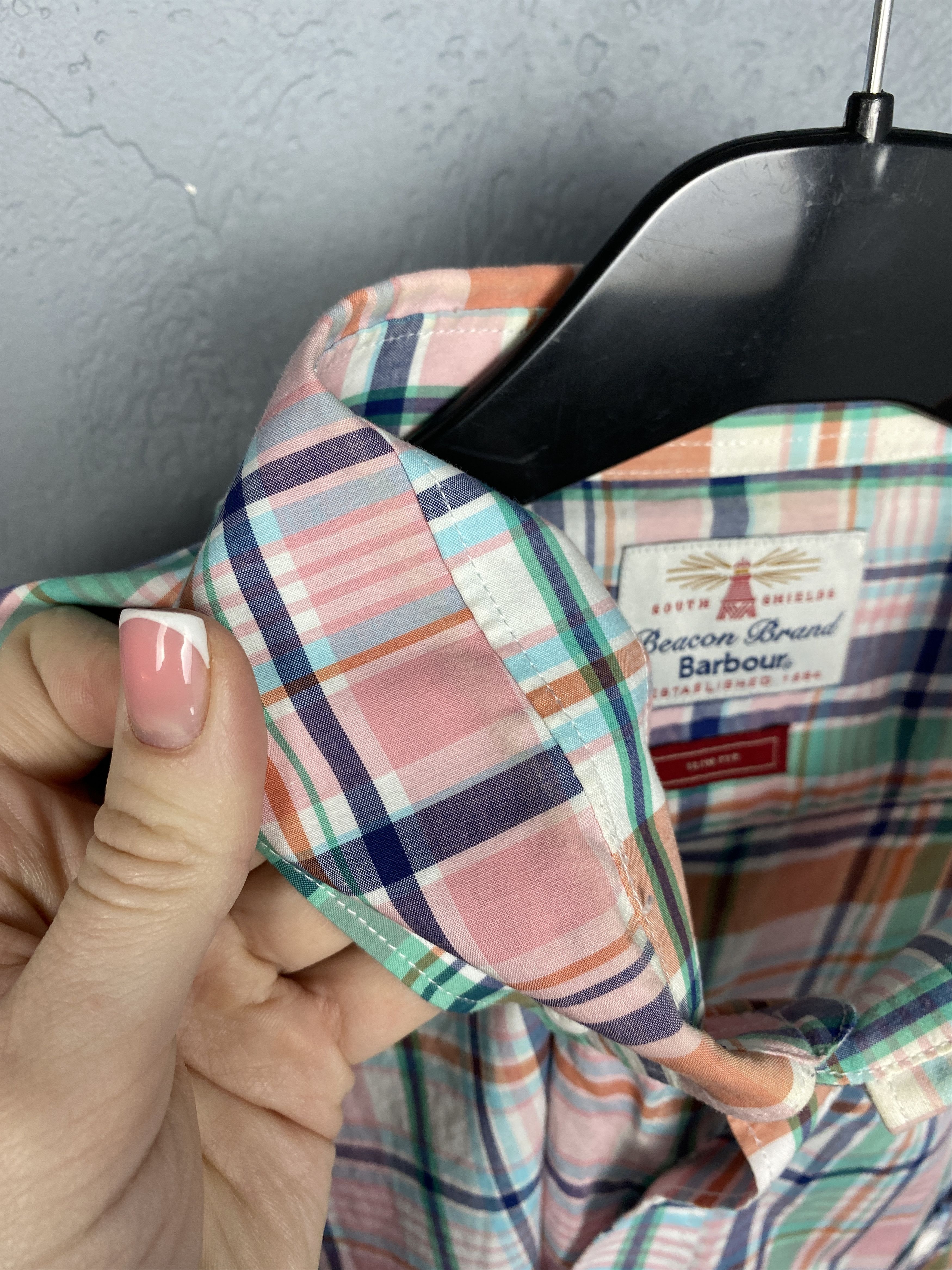 Barbour × Flannel Barbour Biggin Mens Long Sleeve Plaid Shirt Size US XXL / EU 58 / 5 - 6 Thumbnail