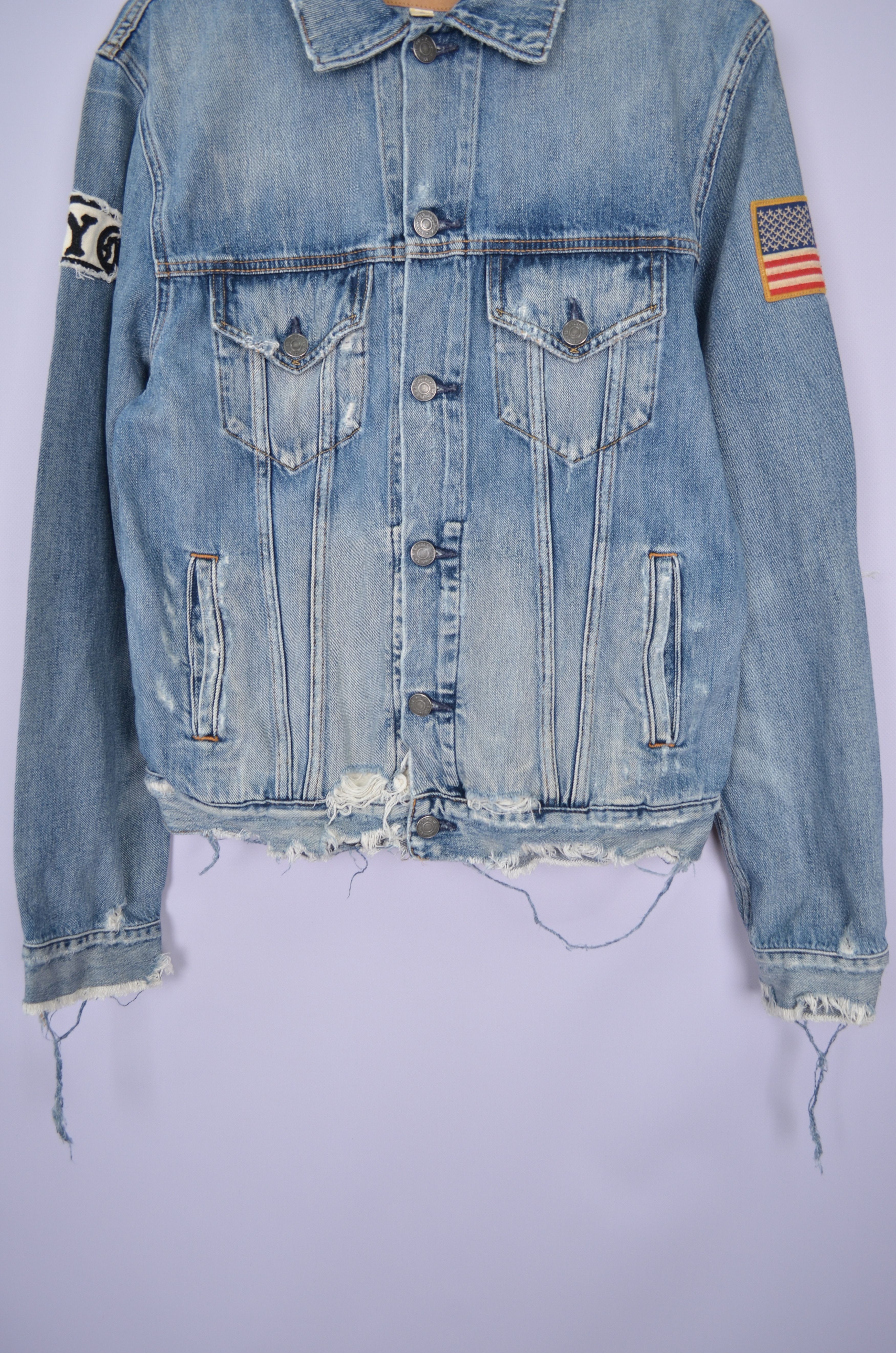 Denim & Supply Ralph Lauren × Designer × Polo Ralph Lauren Ralph Lauren Denim Supply Denim Distressed Trucker Jacket Size US S / EU 44-46 / 1 - 3 Thumbnail