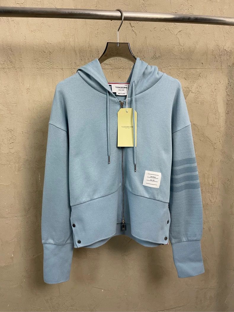 Thom Browne Haze blue new four-striped zipper hoodie jacke