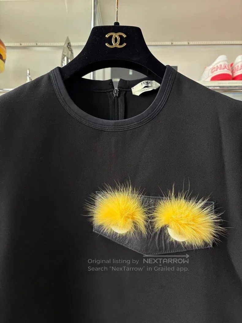 Fendi Fendi Black patch sheepskin mini monster short sleeve, 100 Size XS / US 0-2 / IT 36-38 - 3 Thumbnail