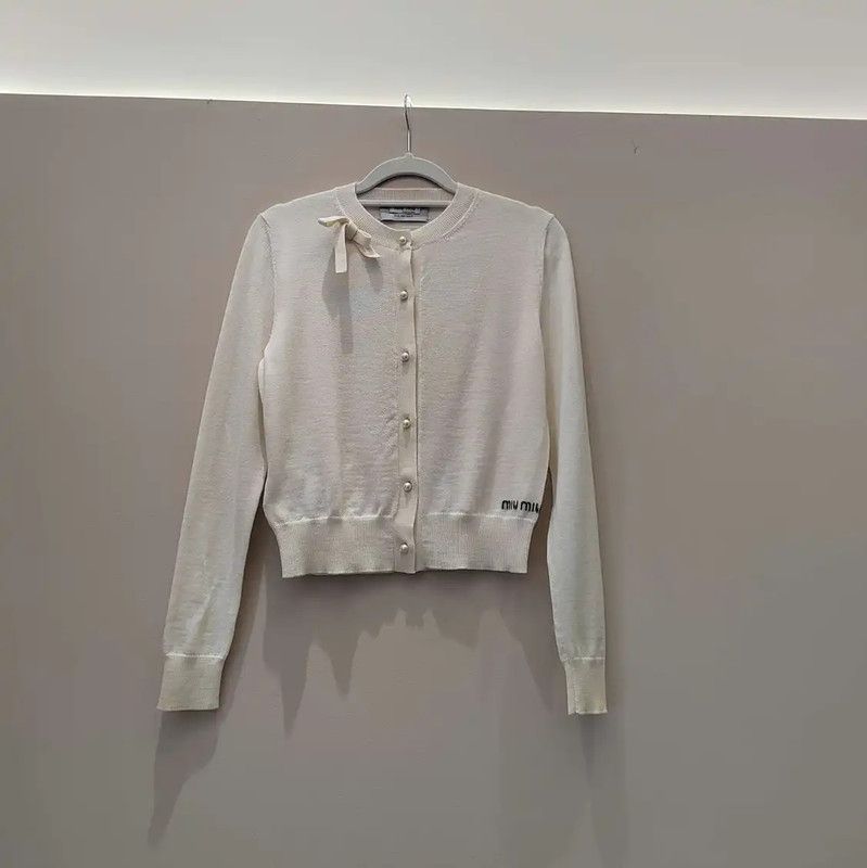 Miu Miu Miu Miu White Silk Blend Sweater 0089 Size M / US 6-8 / IT 42-44 - 1 Thumbnail