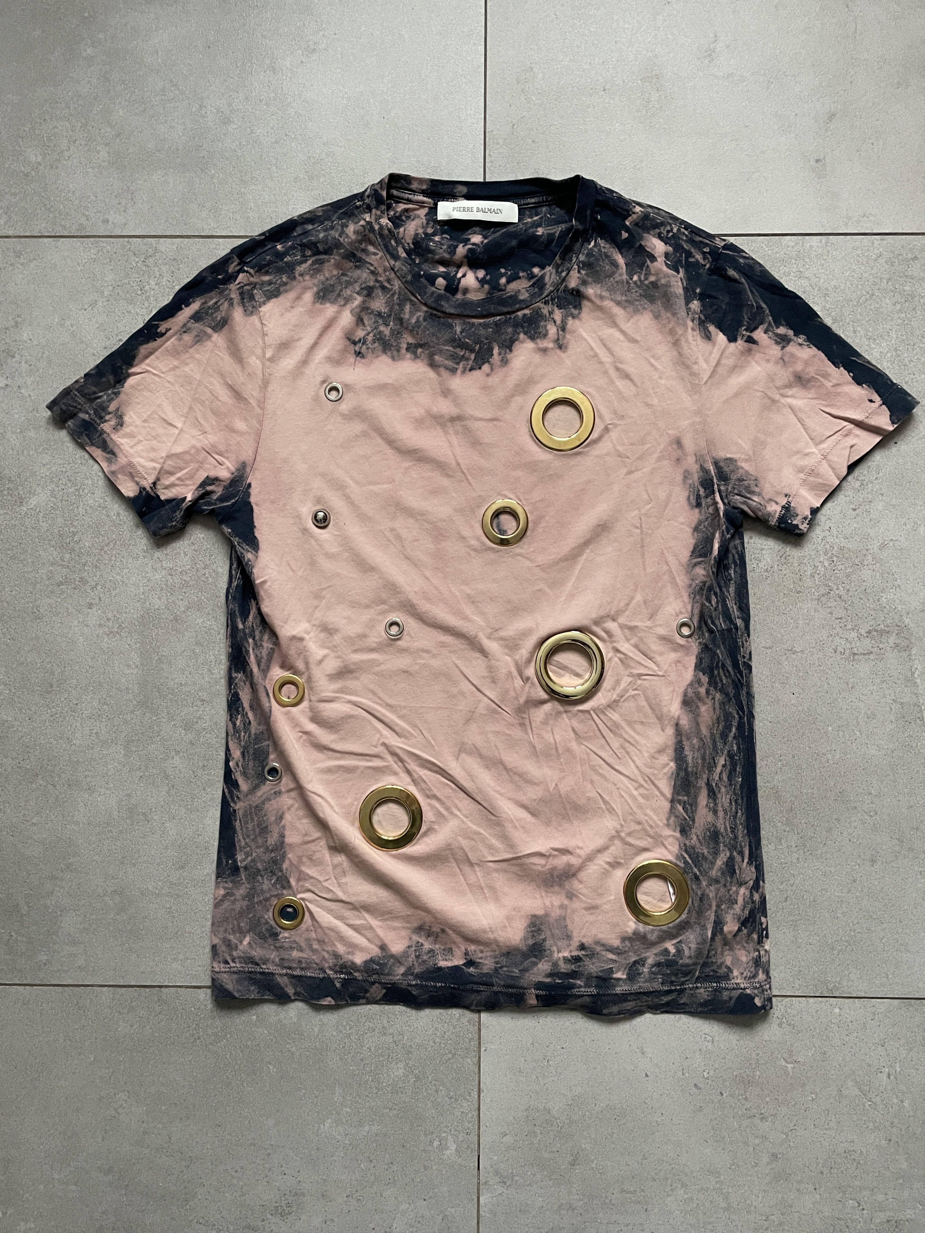 Balmain ARCHIVE BALMAIN PINK NAVY SKINNY METAL RINGS TEE Size US S / EU 44-46 / 1 - 1 Thumbnail