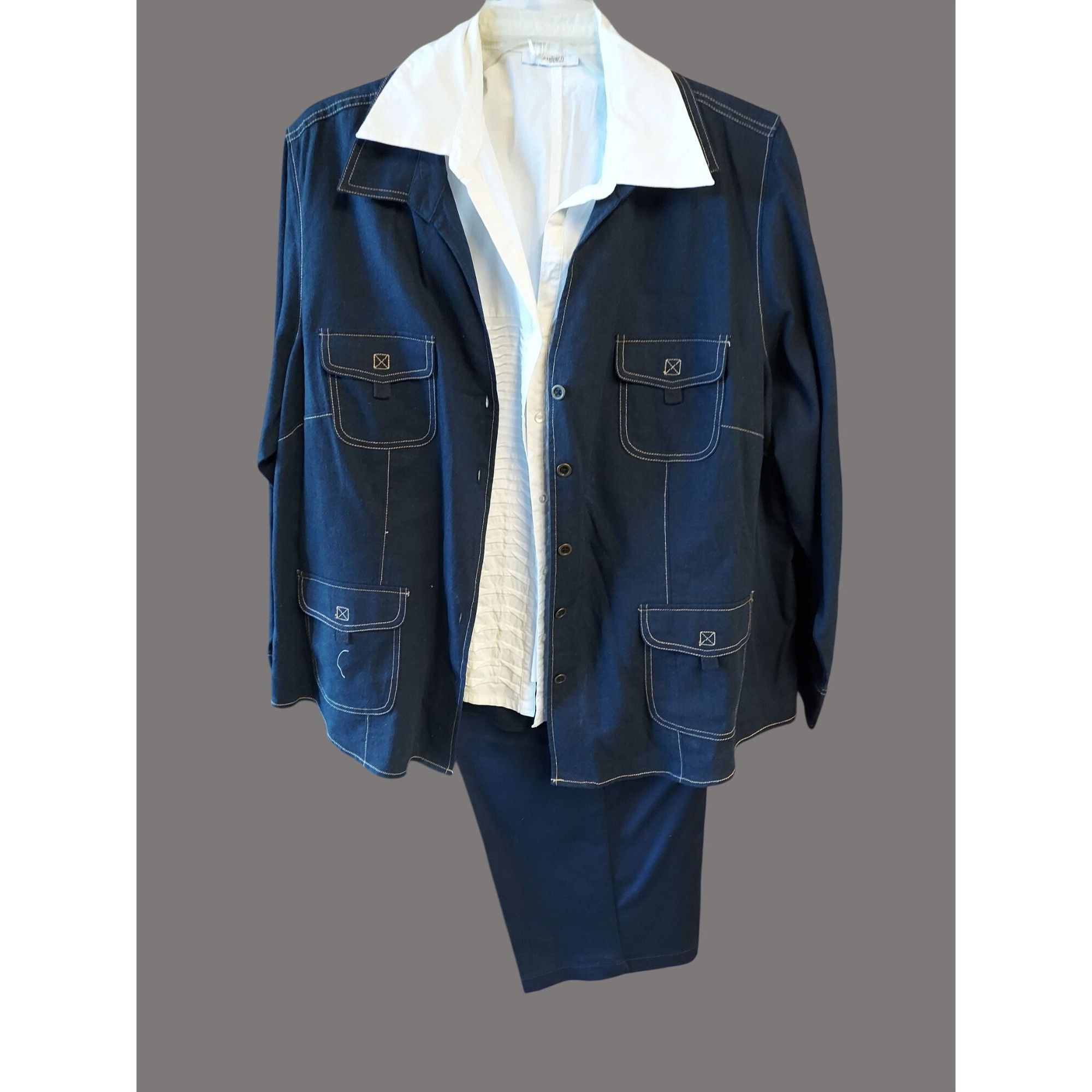 Other Alfred Dunner Womens 3-Piece Set Navy Jacket White Blouse & Size XXL / US 16-18 / IT 52-54 - 3 Thumbnail