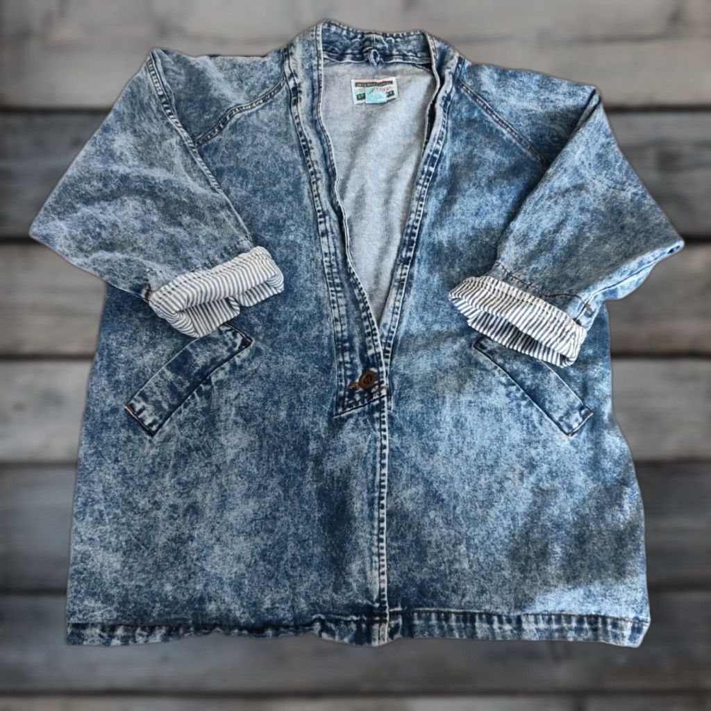 Vintage VINTAGE 1980s Stefano Acid Wash Denim Jacket Women’s Plus Size 20 Oversized Streetwear Grunge Blue Size 3XL / US 20-22 - 1 Thumbnail