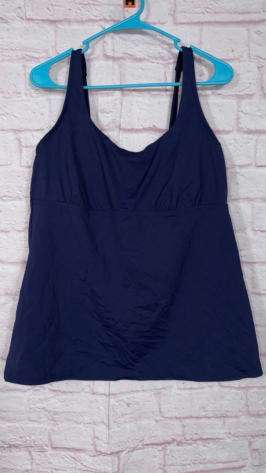 Lands' End Lands' End Square-Neck Underwire Tankini Swimsuit Top 18L Size ONE SIZE - 2 Thumbnail