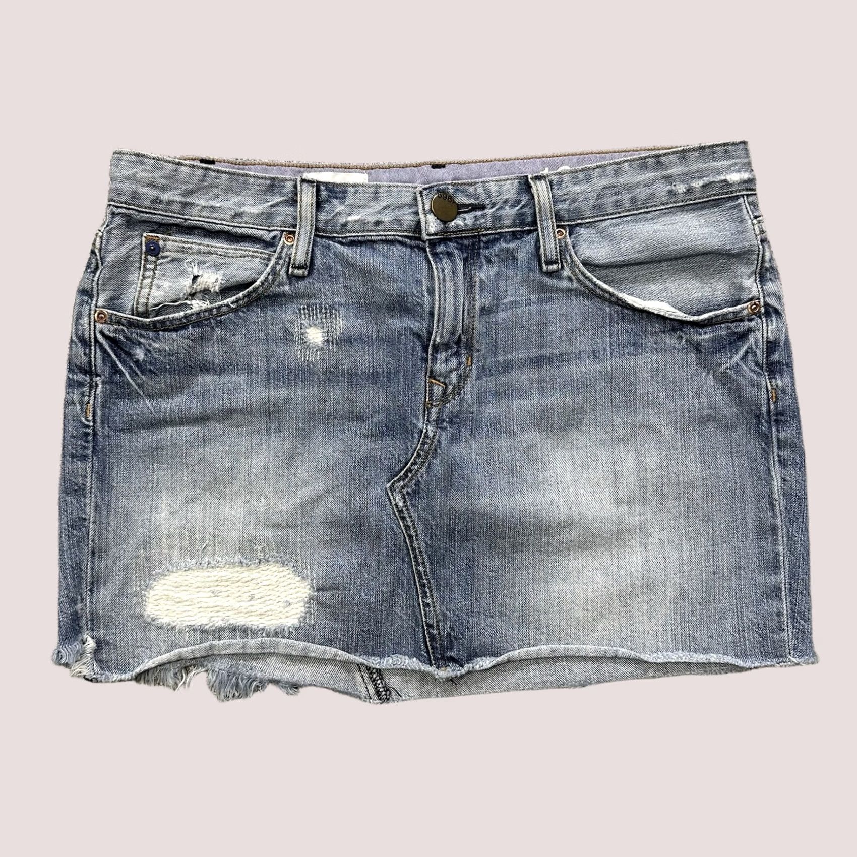 Gap Gap 1969 Skirt Womens 4 Mini Distressed Light Wash Denim Jeans Blue Pockets Shorts 90s Style Mens Womens Girls Size 27" / US 4 / IT 40 - 1 Thumbnail