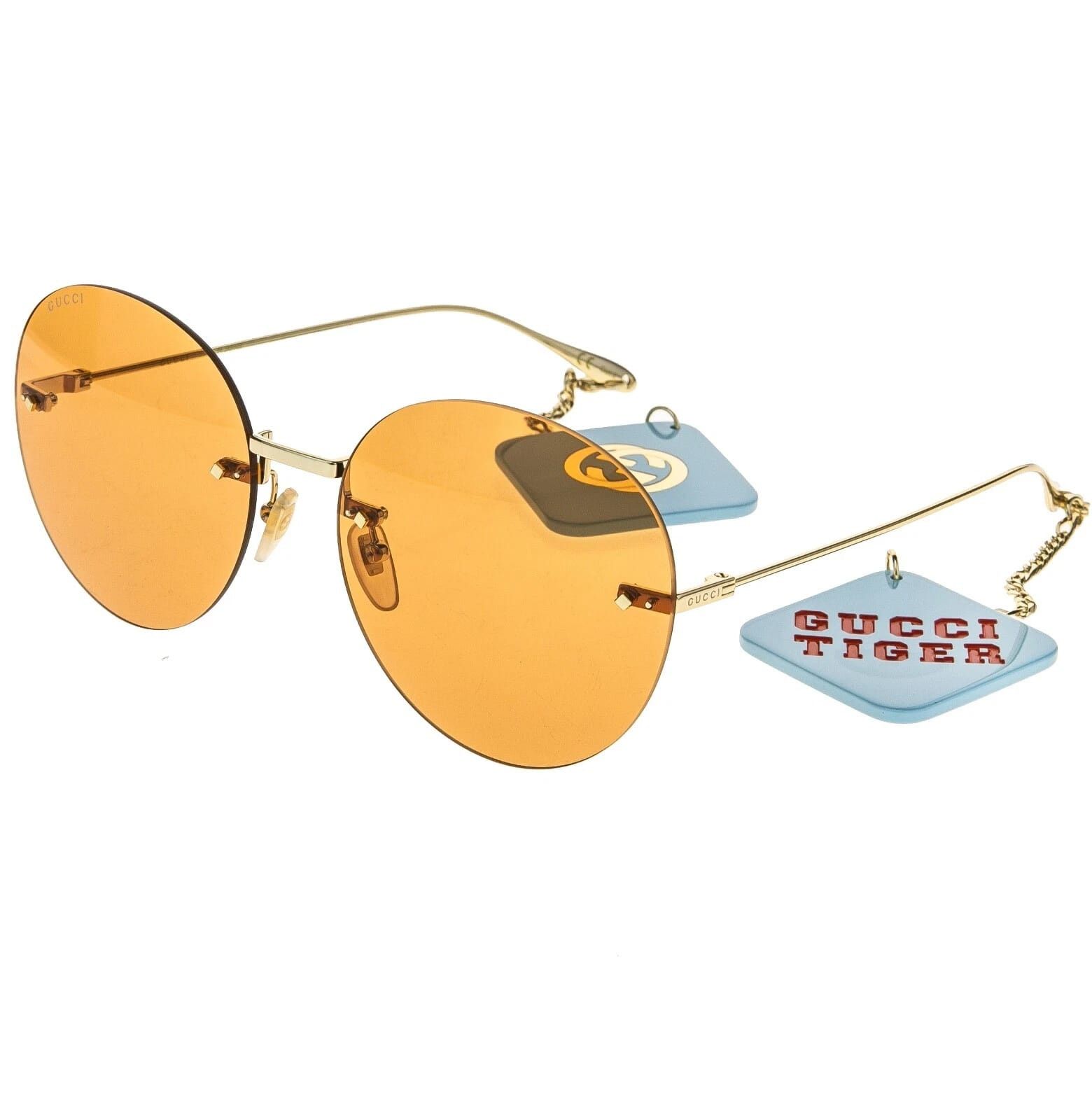 Gucci GUCCI GG1149S 1149 Gold Orange Metal Logo Charm Pendant 007 Size ONE SIZE - 12 Thumbnail