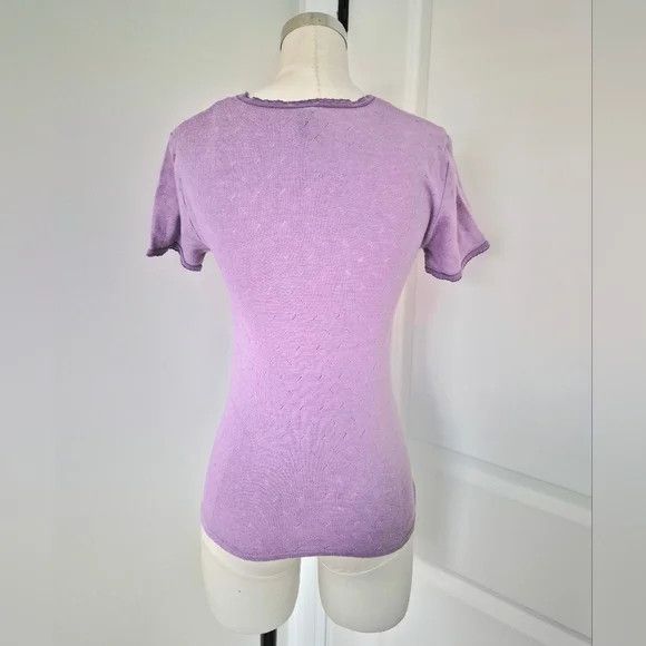 Gap Vtg Pointelle Lace Trim V-Neck PJ Tee Spring Summer Y2K Size S / US 4 / IT 40 - 4 Thumbnail