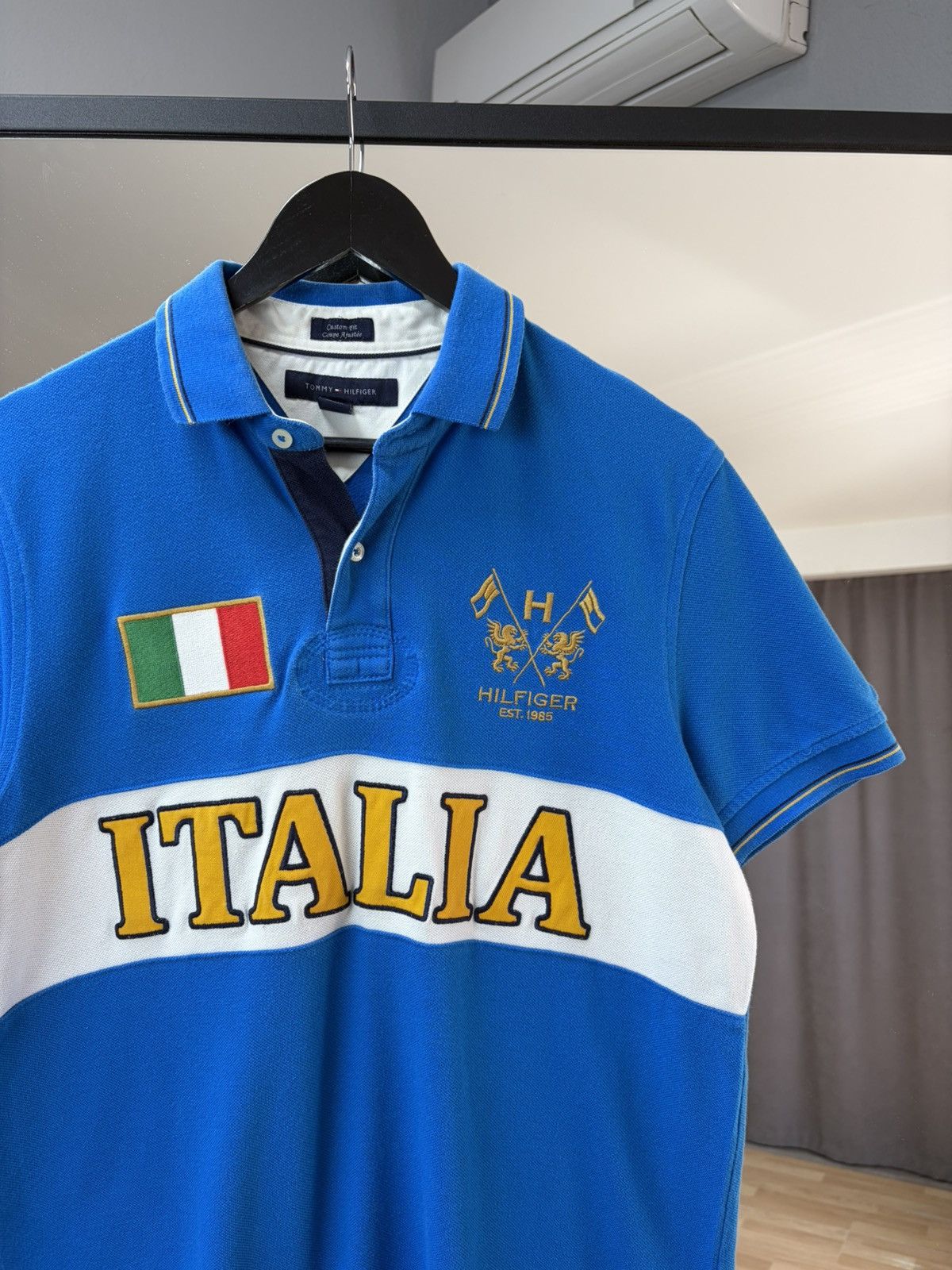 Polo Ralph Lauren Italia Polo Tee Blue 🇮🇹 Vintage Style Big Logo Flag y2k Rugby Size US M / EU 48-50 / 2 - 6 Thumbnail