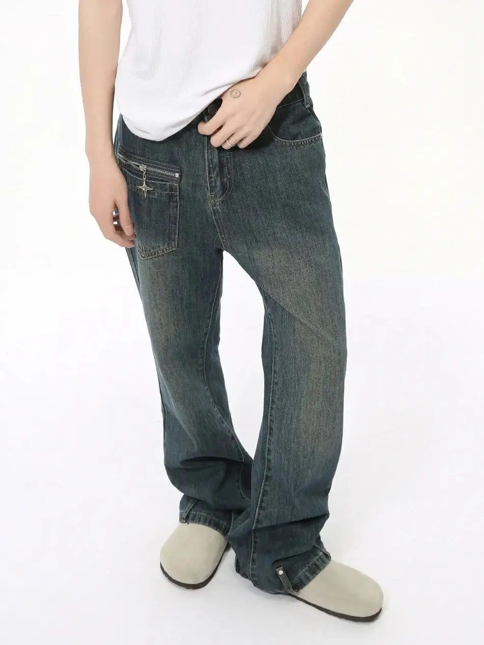 Japanese Brand Retro pocket patchwork micro flared jeans Size US 32 / EU 48 - 3 Thumbnail