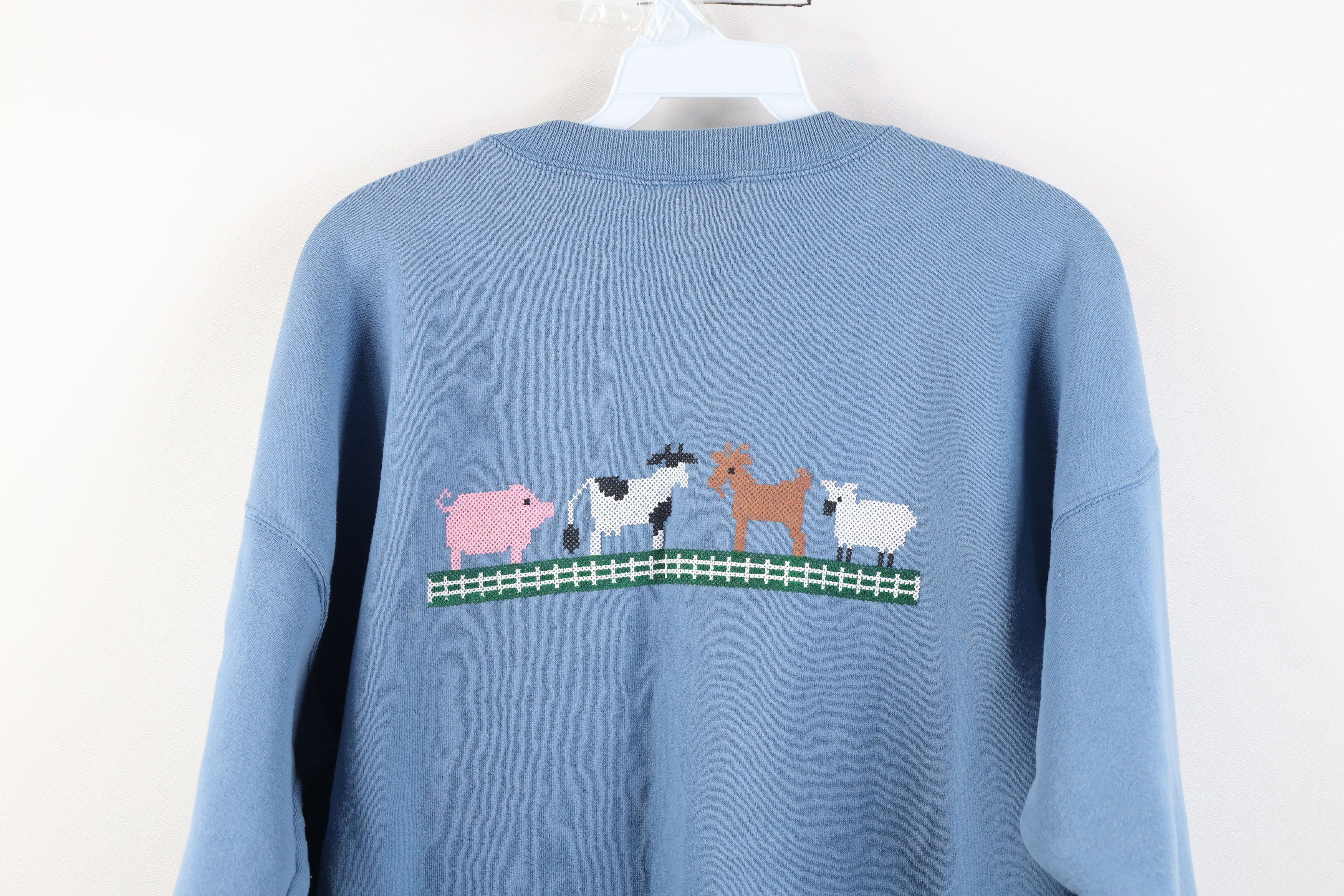 Vintage Vintage 90s Streetwear Country Farmhouse Animals Sweatshirt Size L / US 10 / IT 46 - 14 Thumbnail