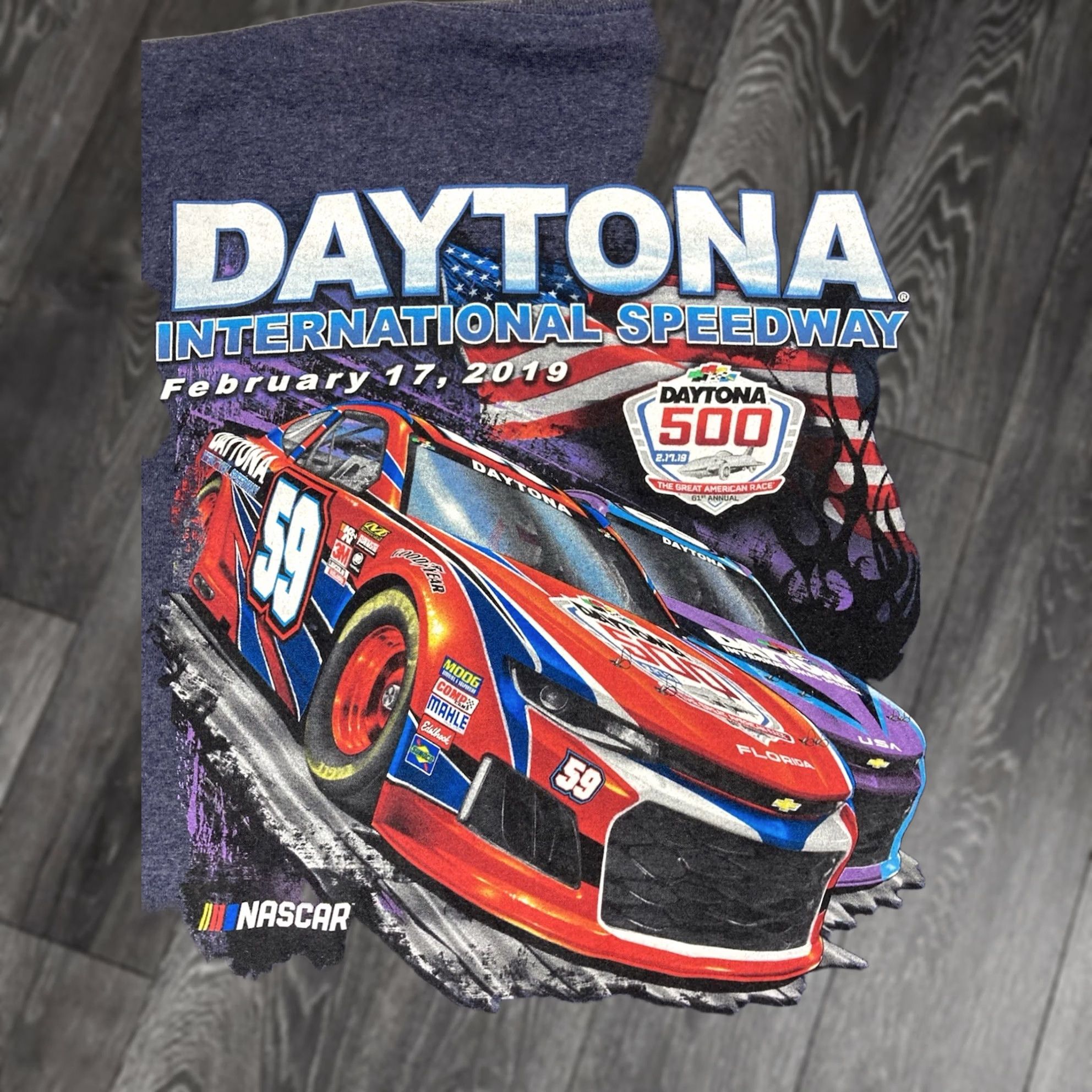 NASCAR NASCAR Daytona 500 International Speedway 2019 Graphic Print T-Shirt Men Large Blue Cotton Size US L / EU 52-54 / 3 - 1 Thumbnail