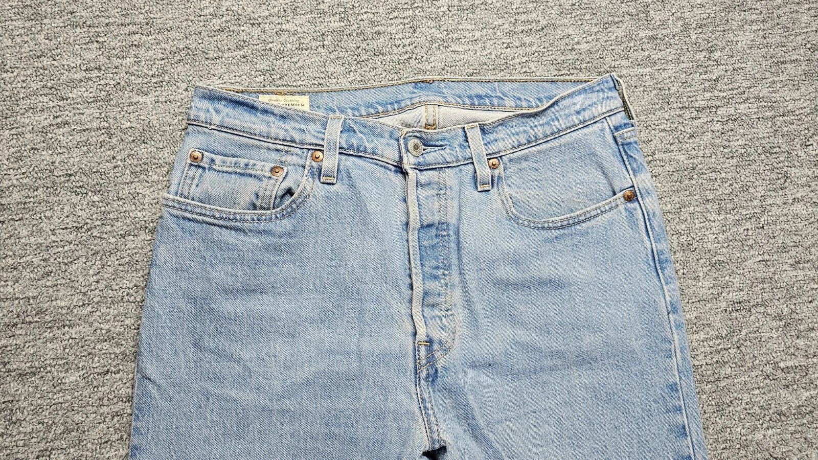 Levi's Levis Premium 501 Straight Jeans Women W29 L30 Light Wash Size 29" - 4 Thumbnail