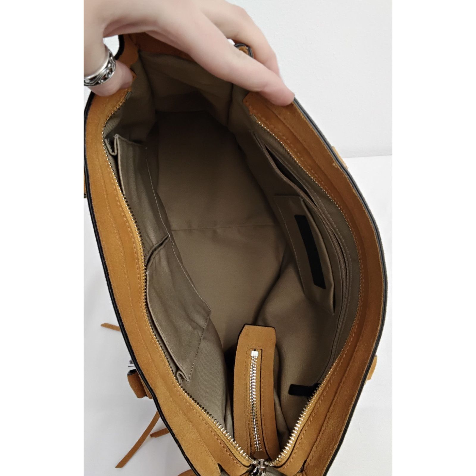 Rebecca Minkoff Rebecca Minkoff Suede Leather Purse Tan With Crossbody Strap Size ONE SIZE - 12 Thumbnail