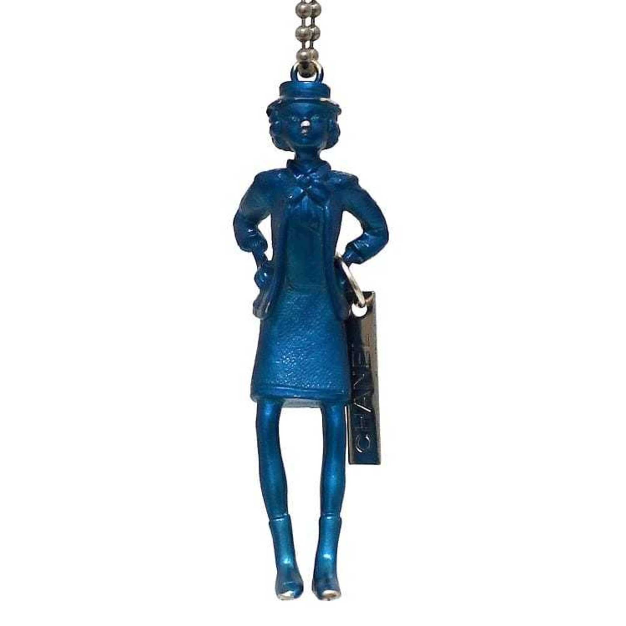 image of Chanel Mademoiselle Doll Long Necklace Blue Silver Metal 02 A Chanel Charm Pendant Keychain Motif L