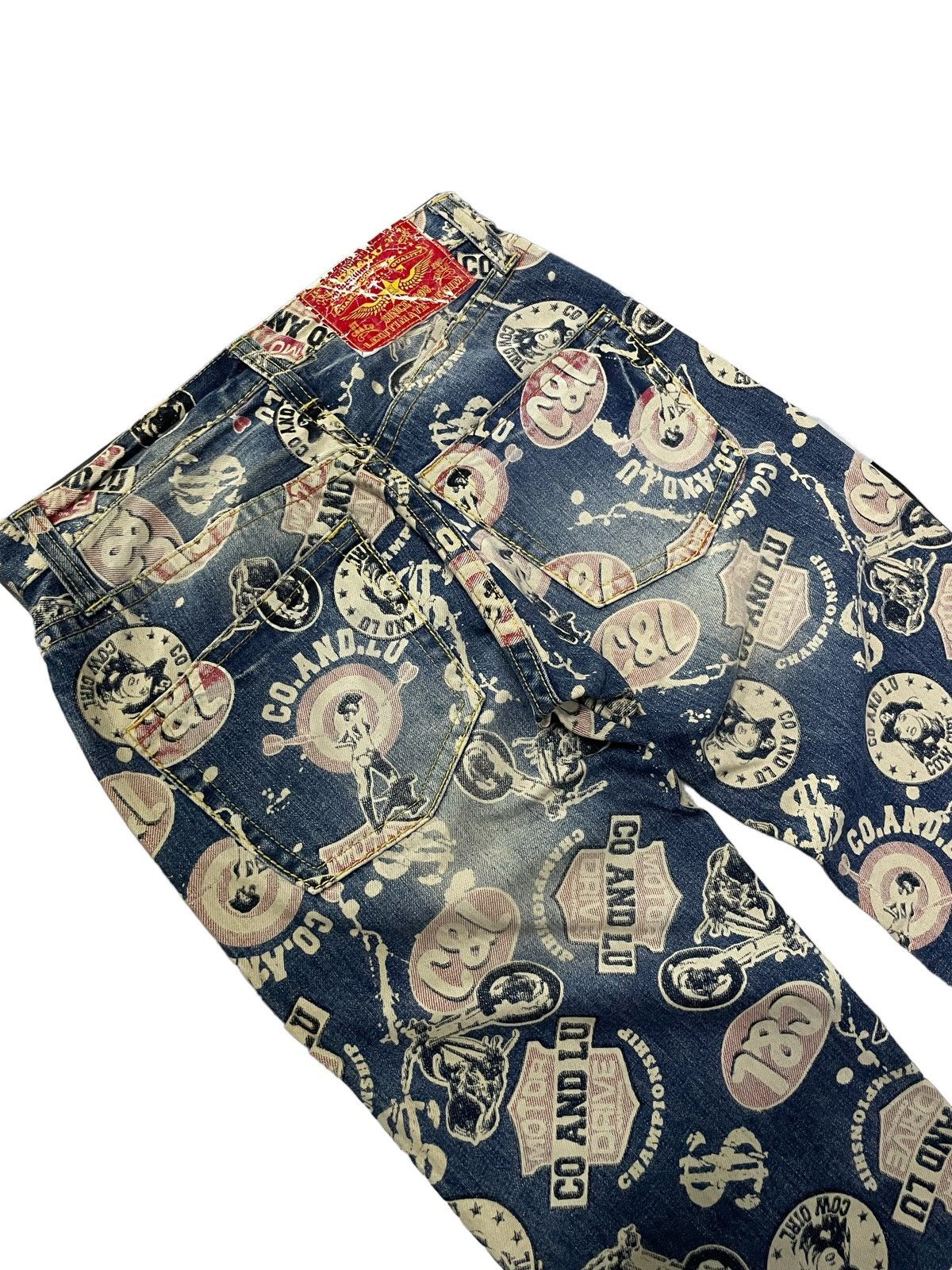 14th Addiction × Hysteric Glamour Co & Lu Japan AOP 666 Hysteric Glamour Styled Denim Pants Size US 29 - 8 Thumbnail