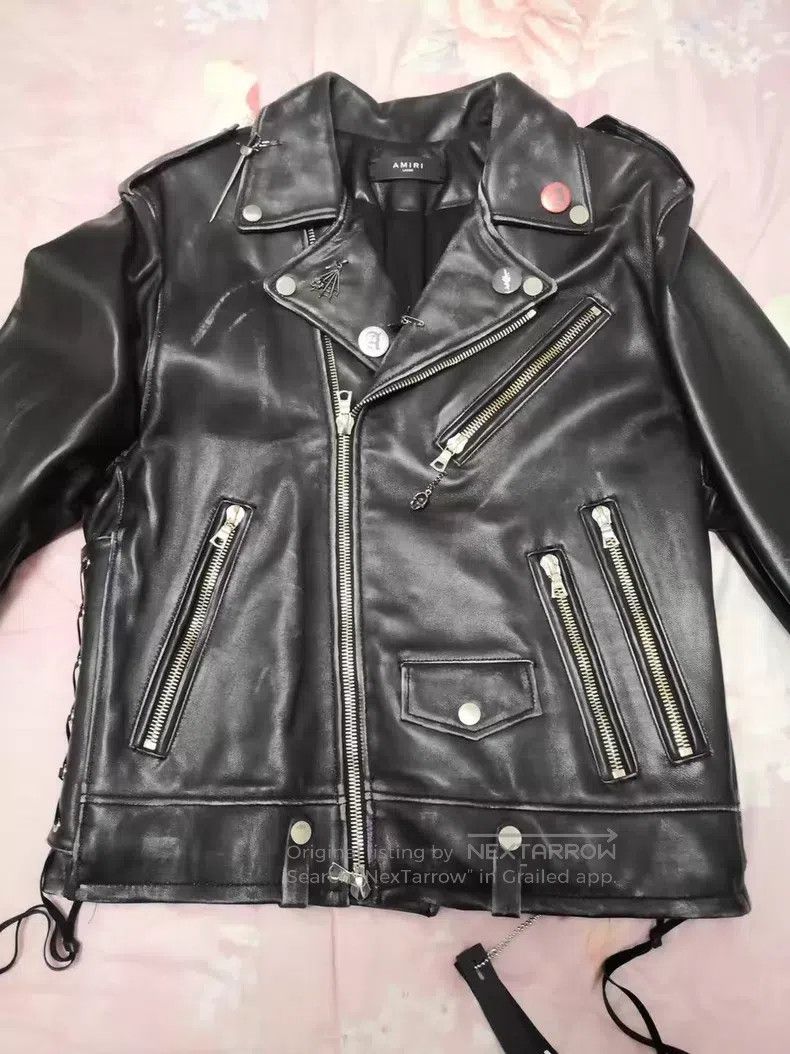 Amiri Amiri Classic Vintage Multi-Zip Embroidered Leather Jacket Size US M / EU 48-50 / 2 - 1 Thumbnail
