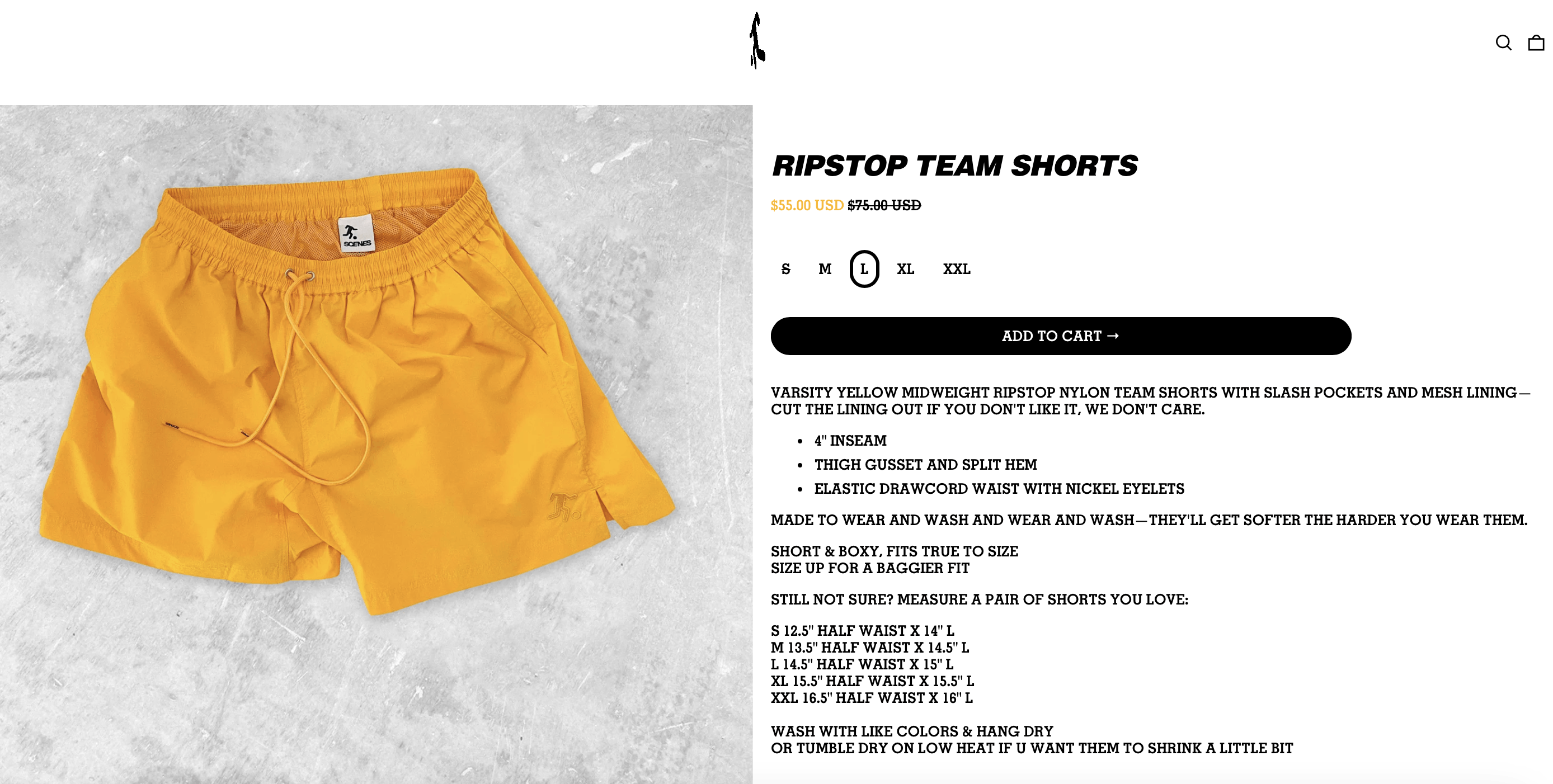 Other Scenes Ripstop Team Shorts - Yellow, Size Large Size US 32 / EU 48 - 1 Preview