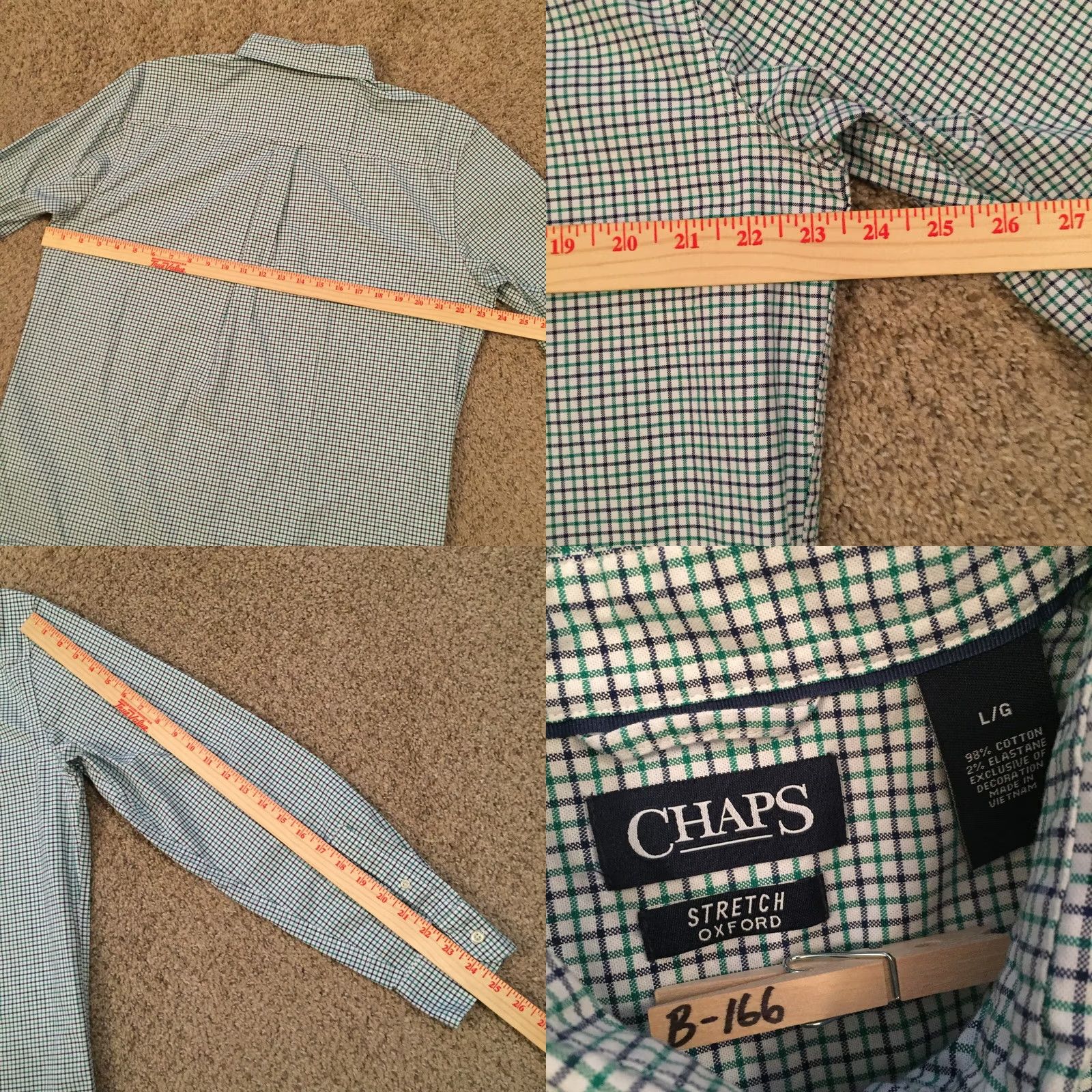 Chaps Chaps Shirt Mens Large Green Purple Check Long Sleeve Button Up Stretch Oxford Size US L / EU 52-54 / 3 - 8 Thumbnail