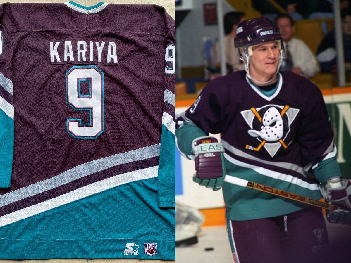 NHL Paul KARIYA #9 Anaheim Mighty Ducks 90s jersey 2X NHL vtg Size US XXL / EU 58 / 5 - 1 Thumbnail