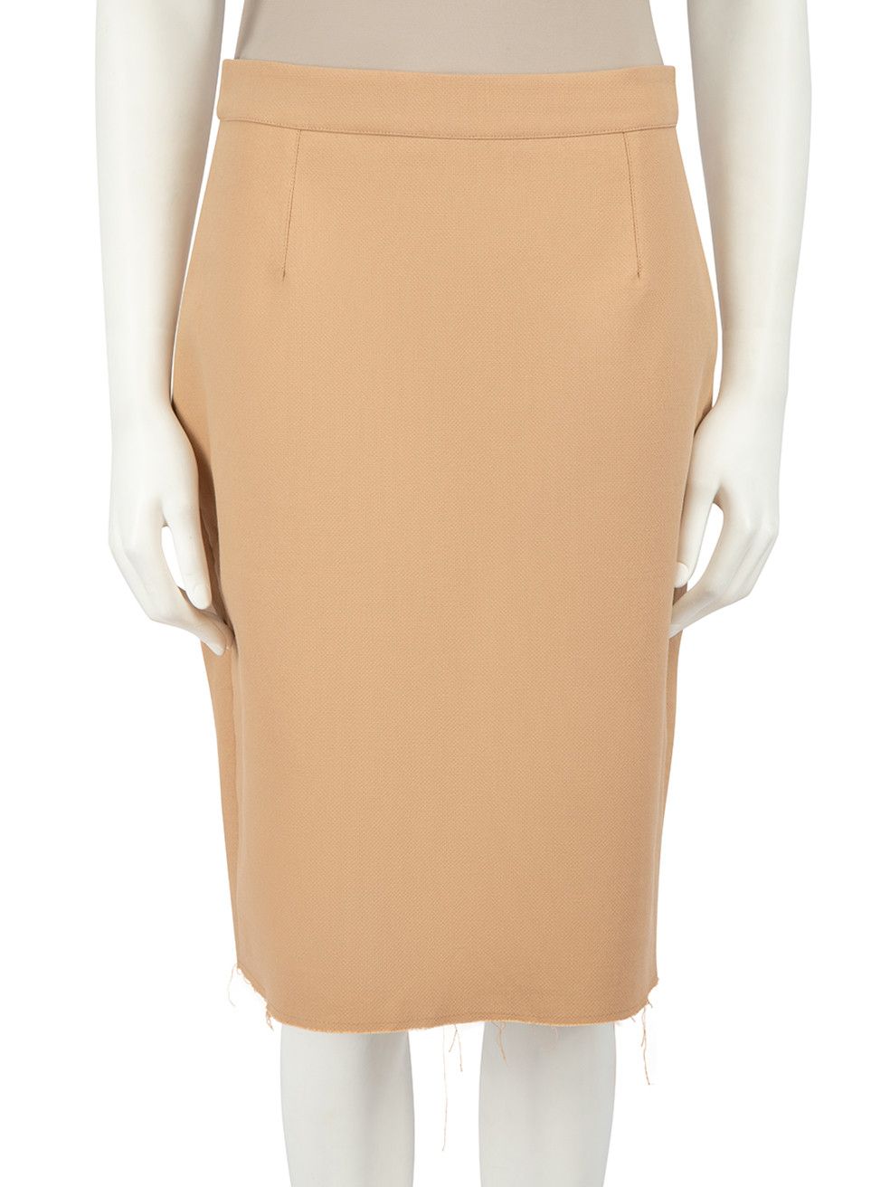 image of Lanvin Beige Raw Edge Pencil Skirt, Women's (Size 28)