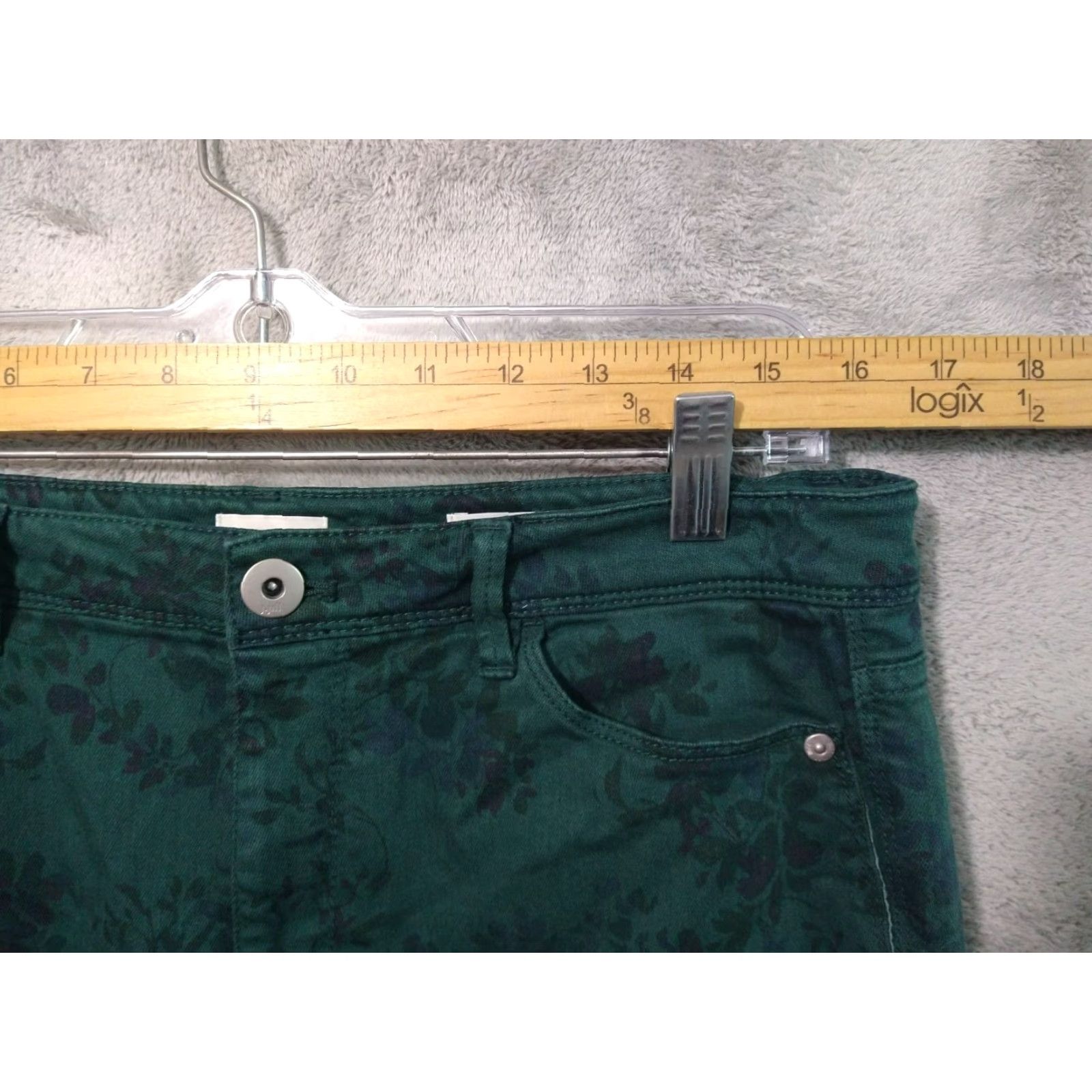 J. Jill J.Jill Jeans Denim Floral Slim Ankle Mid Rise 12 Green 5-Pocket Womens Size 34" / US 12 / IT 48 - 3 Thumbnail