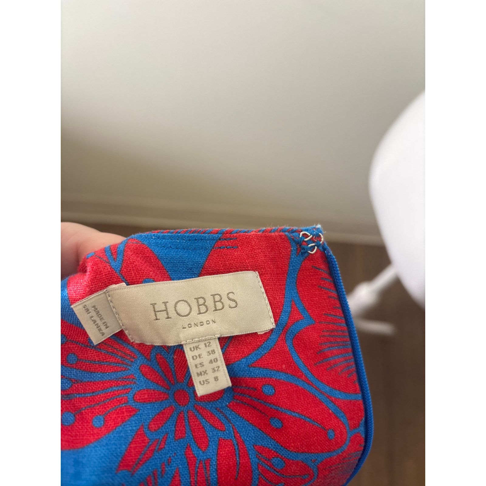 Hobbs London Hobbs Blue Red Cap Sleeve V-Neck Linen Midi Dress Sz 8 Size M / US 6-8 / IT 42-44 - 4 Thumbnail