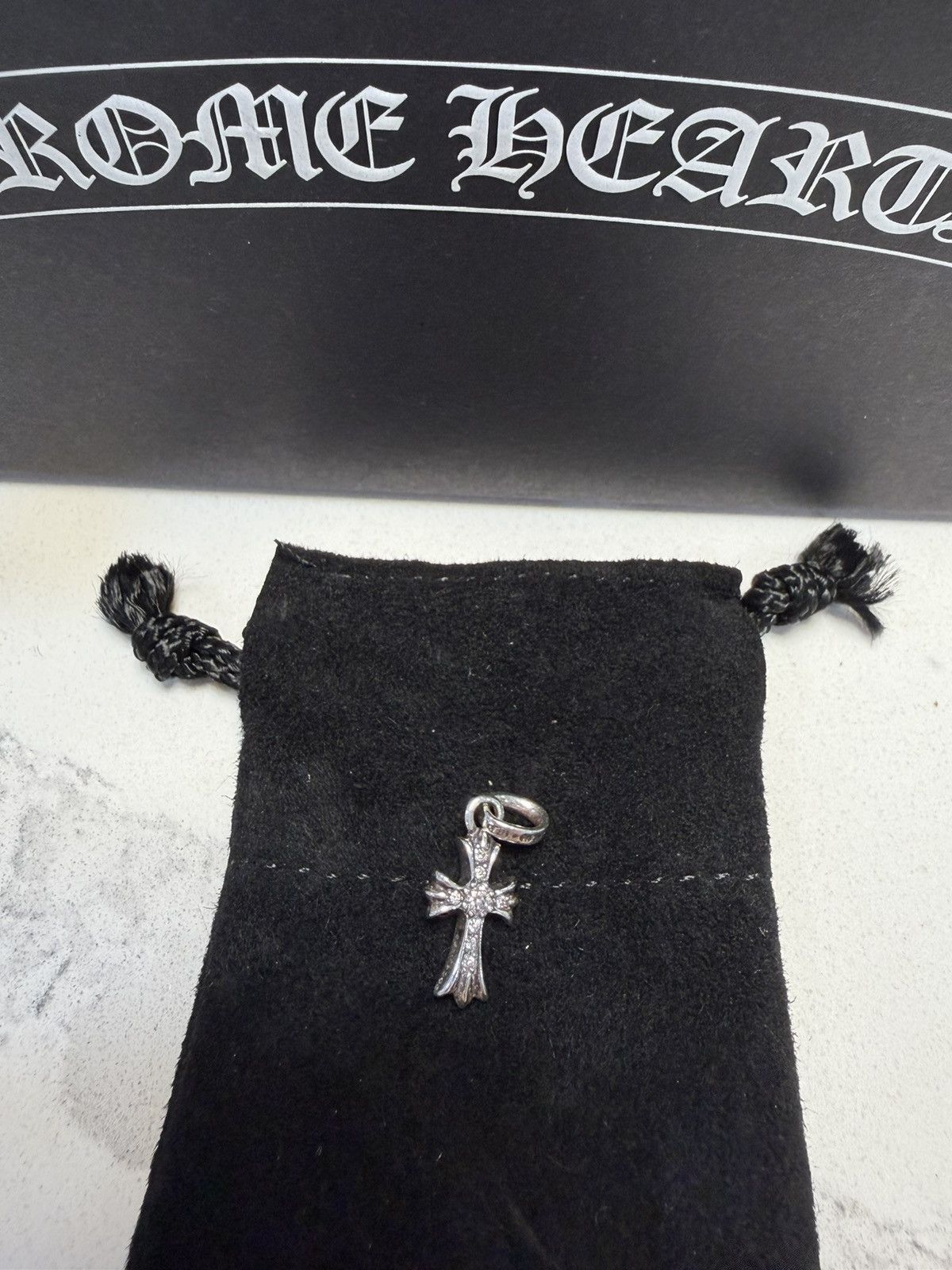Chrome Hearts Baby Fat Cross Charm Silver with Pave Diamond Size ONE SIZE - 2 Thumbnail