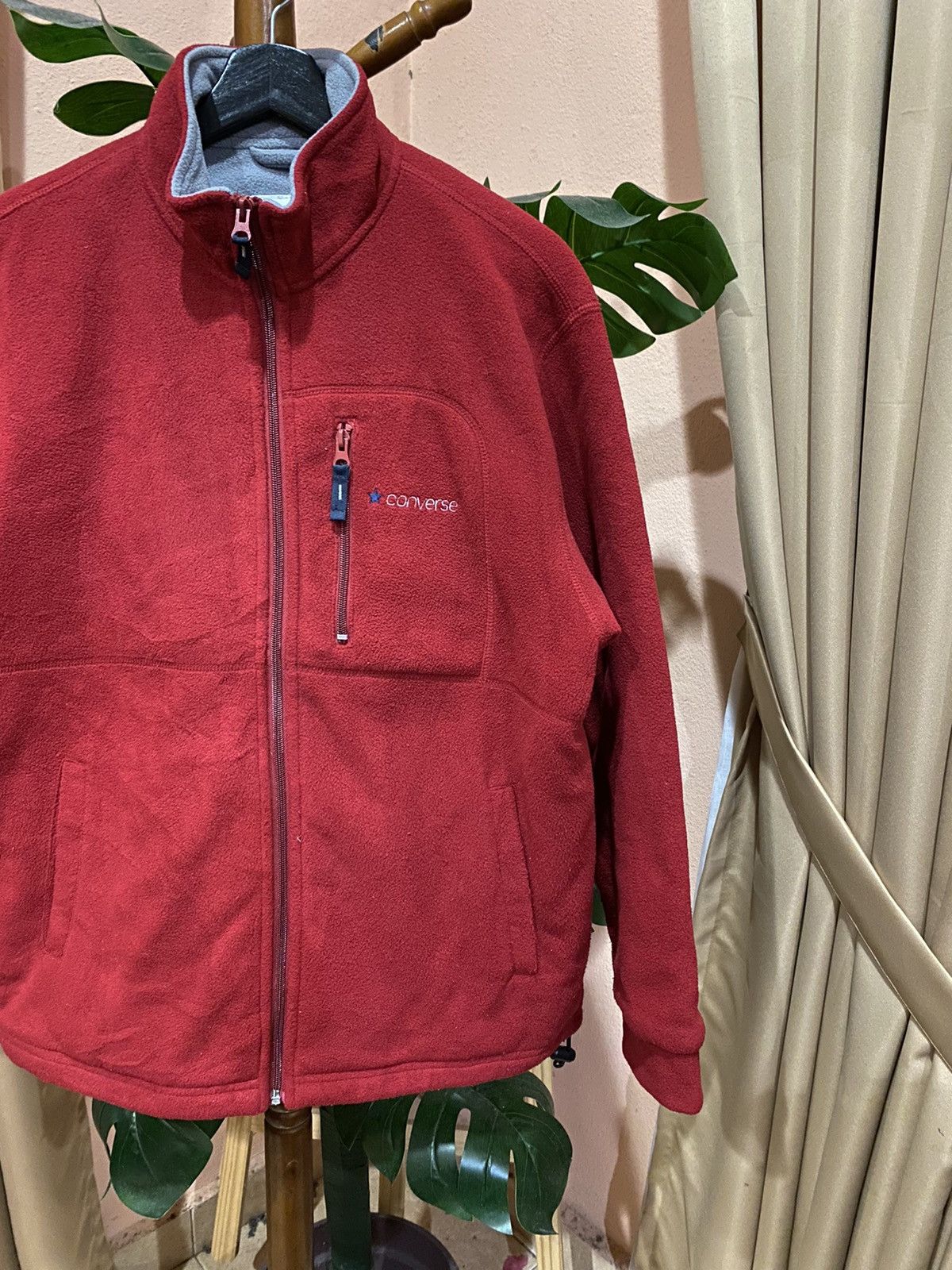Converse Converse Red Fleece Jacket Full-Zip Warm Outerwear Size US S / EU 44-46 / 1 - 6 Thumbnail