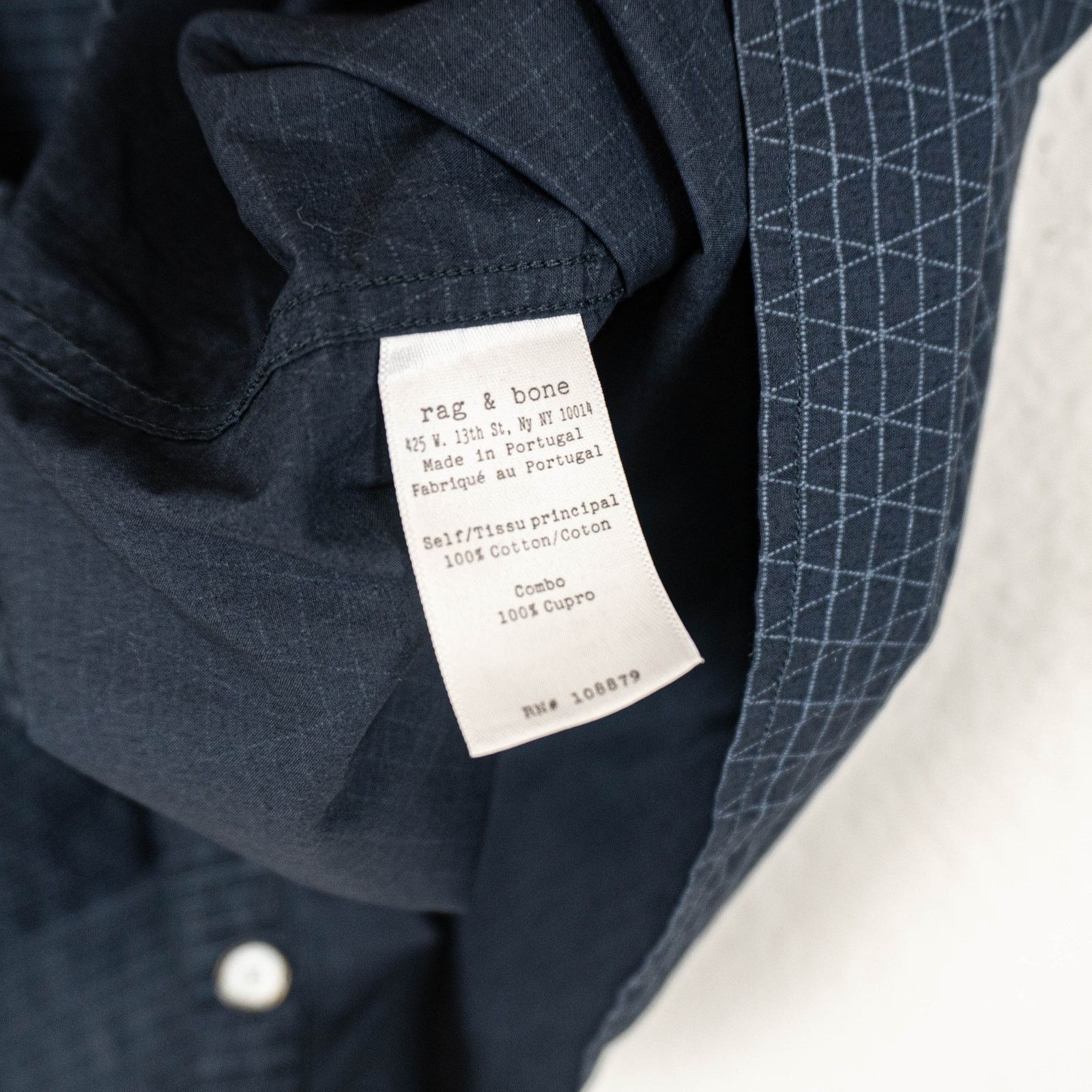 Rag & Bone Rag & Bone NY Short Sleeve Button up Shirt Navy Geo Print L Size US L / EU 52-54 / 3 - 5 Thumbnail